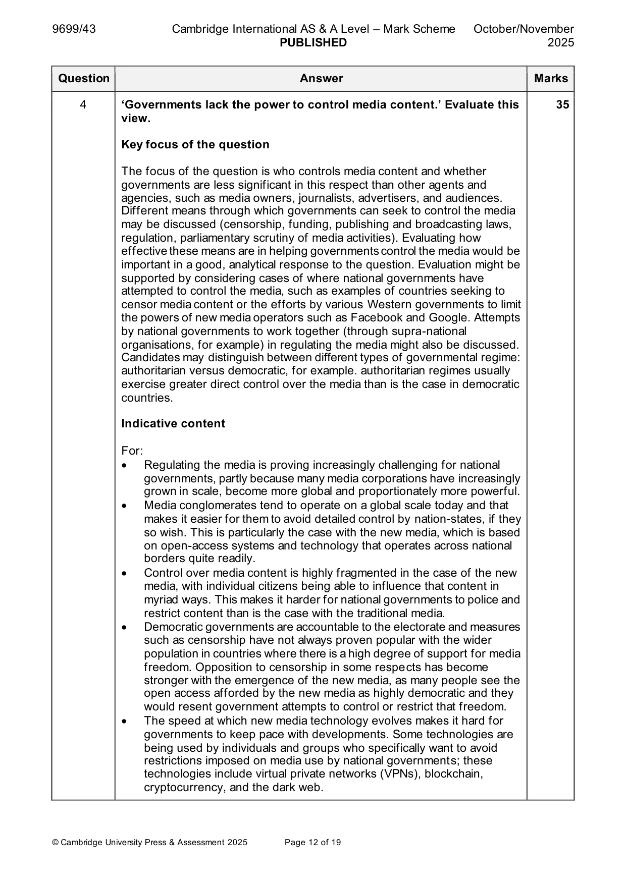 Mark scheme, page 12 of 19