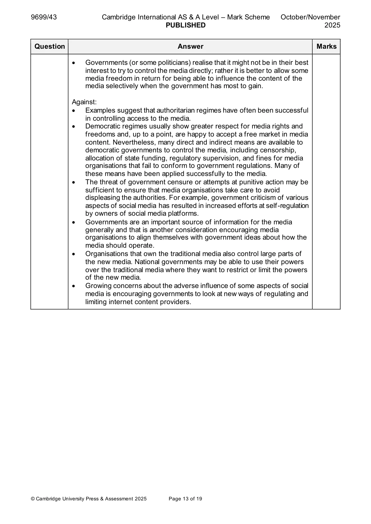 Mark scheme, page 13 of 19