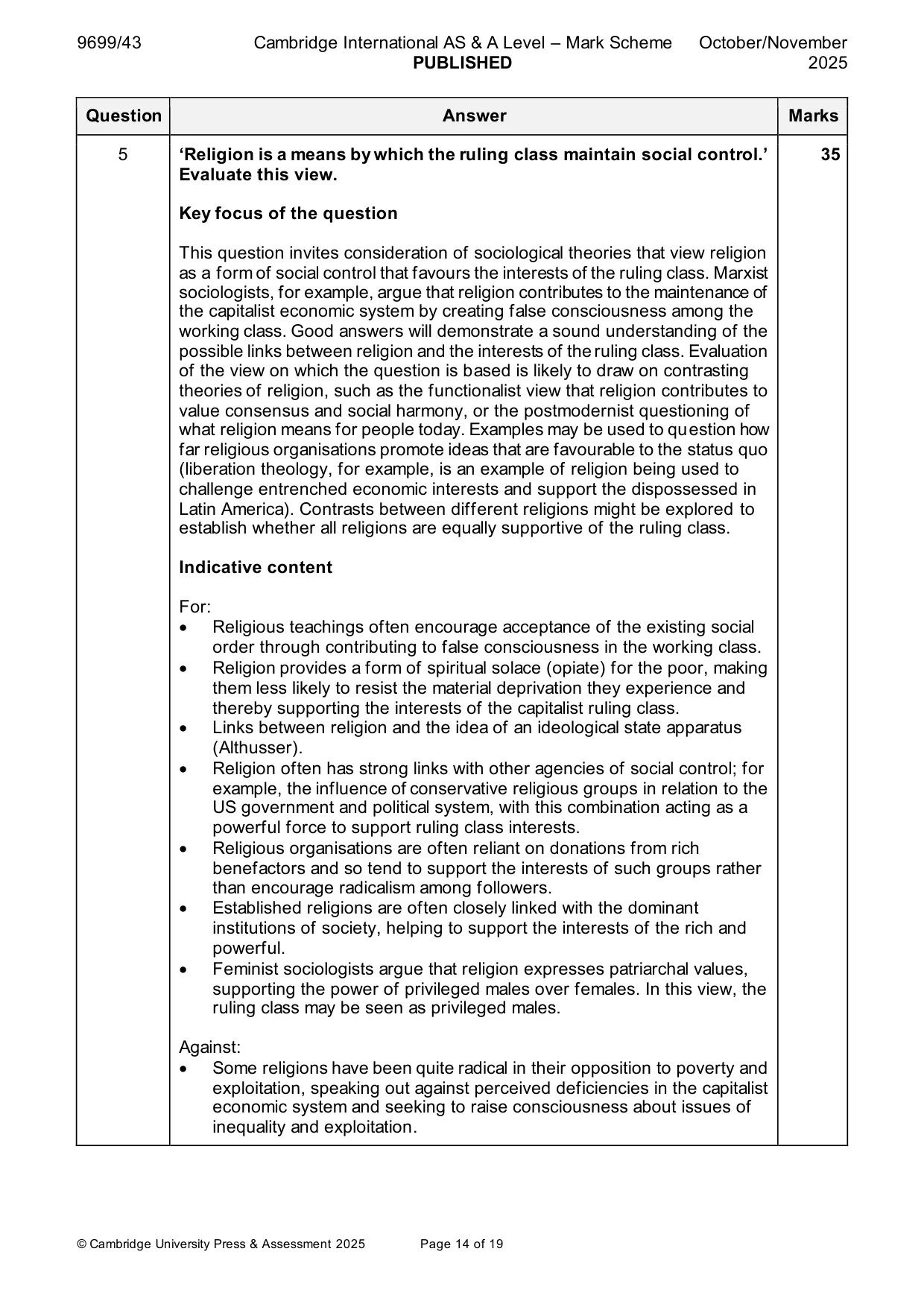 Mark scheme, page 14 of 19