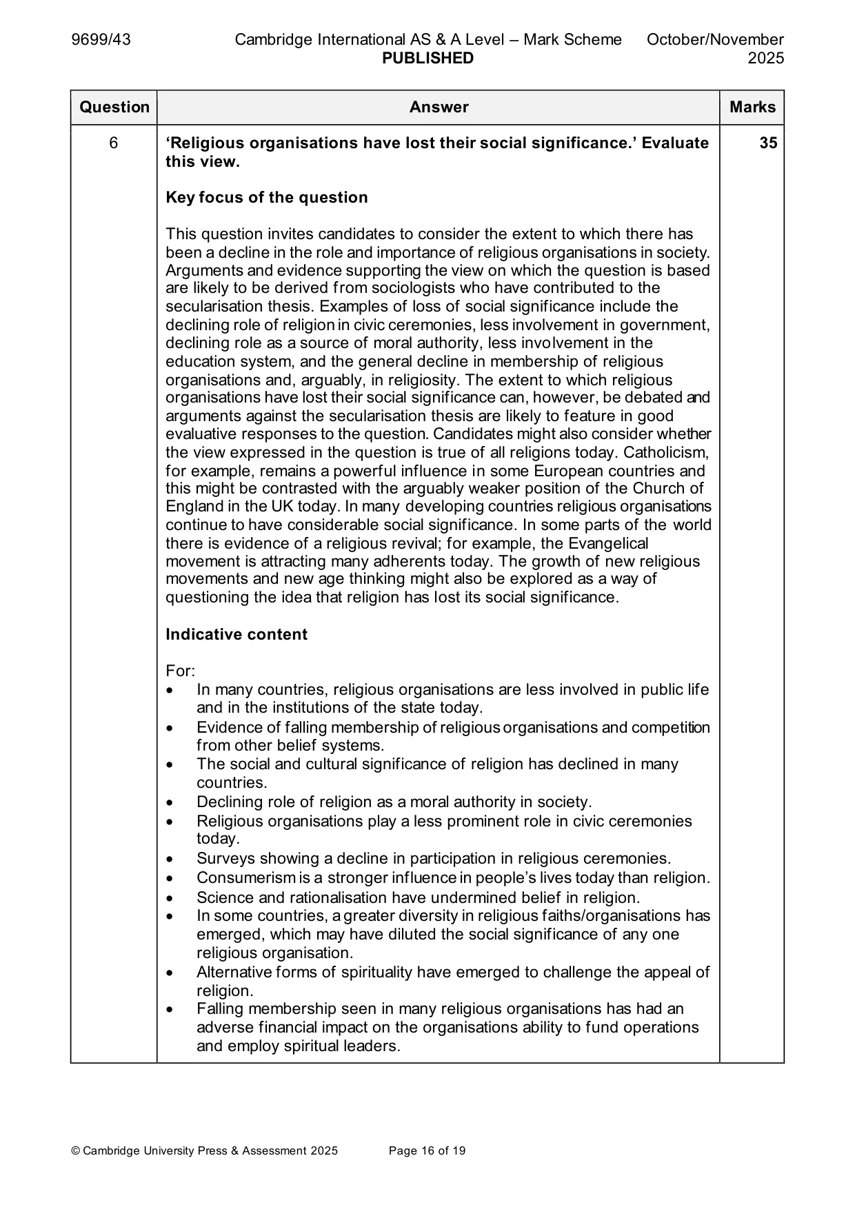Mark scheme, page 16 of 19