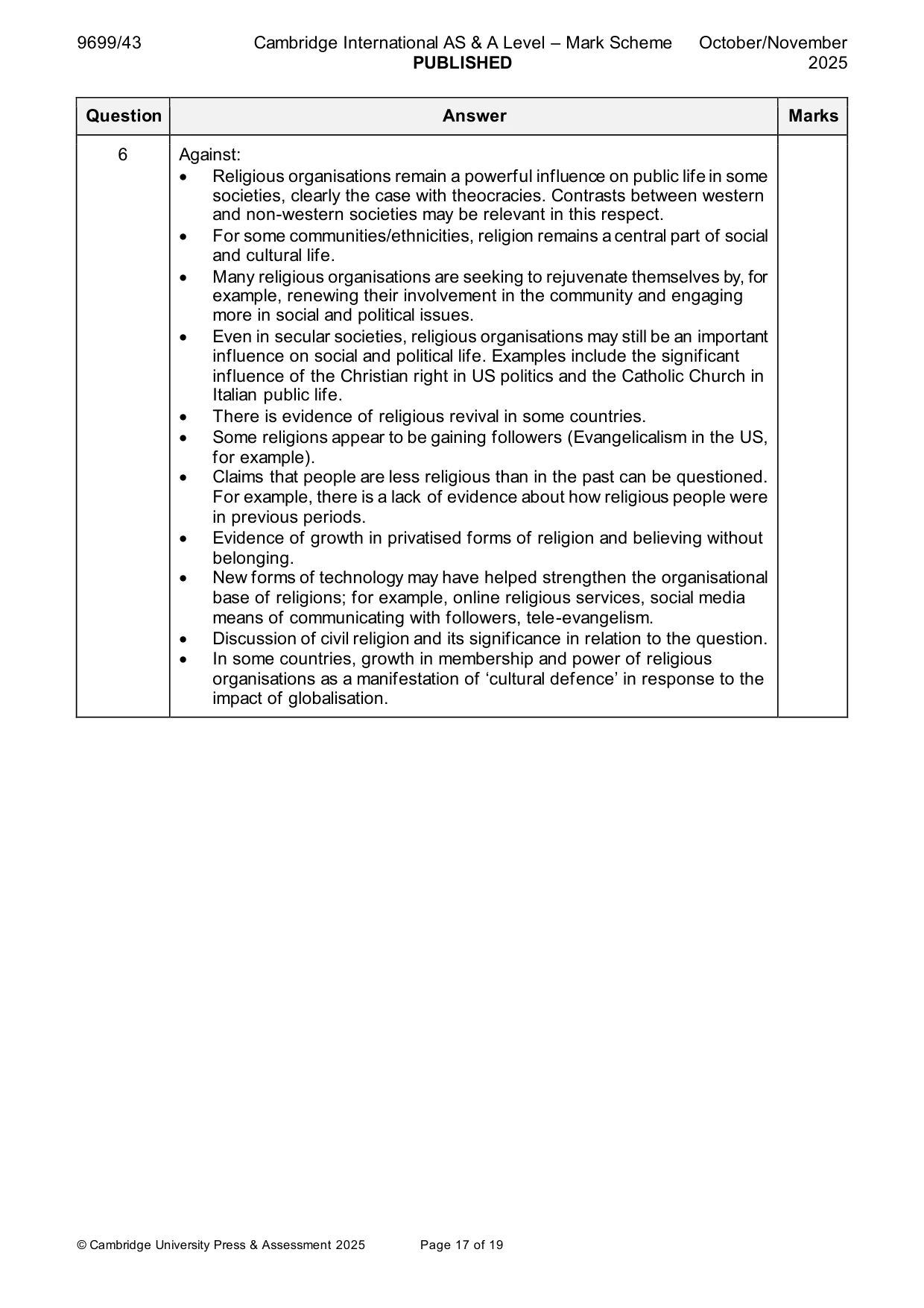 Mark scheme, page 17 of 19