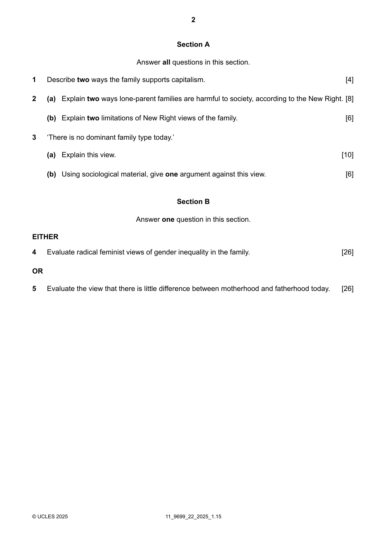 Cambridge A Level Sociology 9699 2025 Oct/Nov Paper 2 · Variant 2 question paper, page 2 of 4