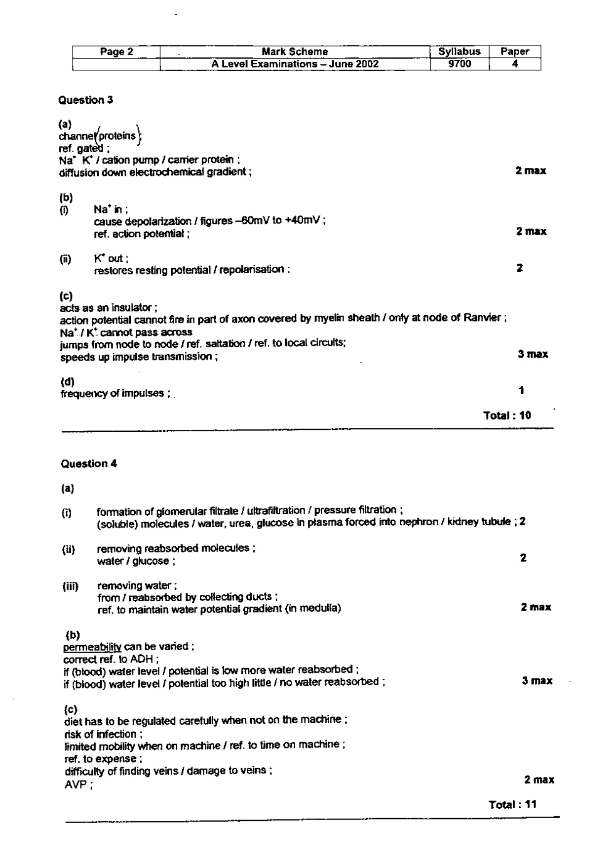 Mark scheme, page 3 of 4