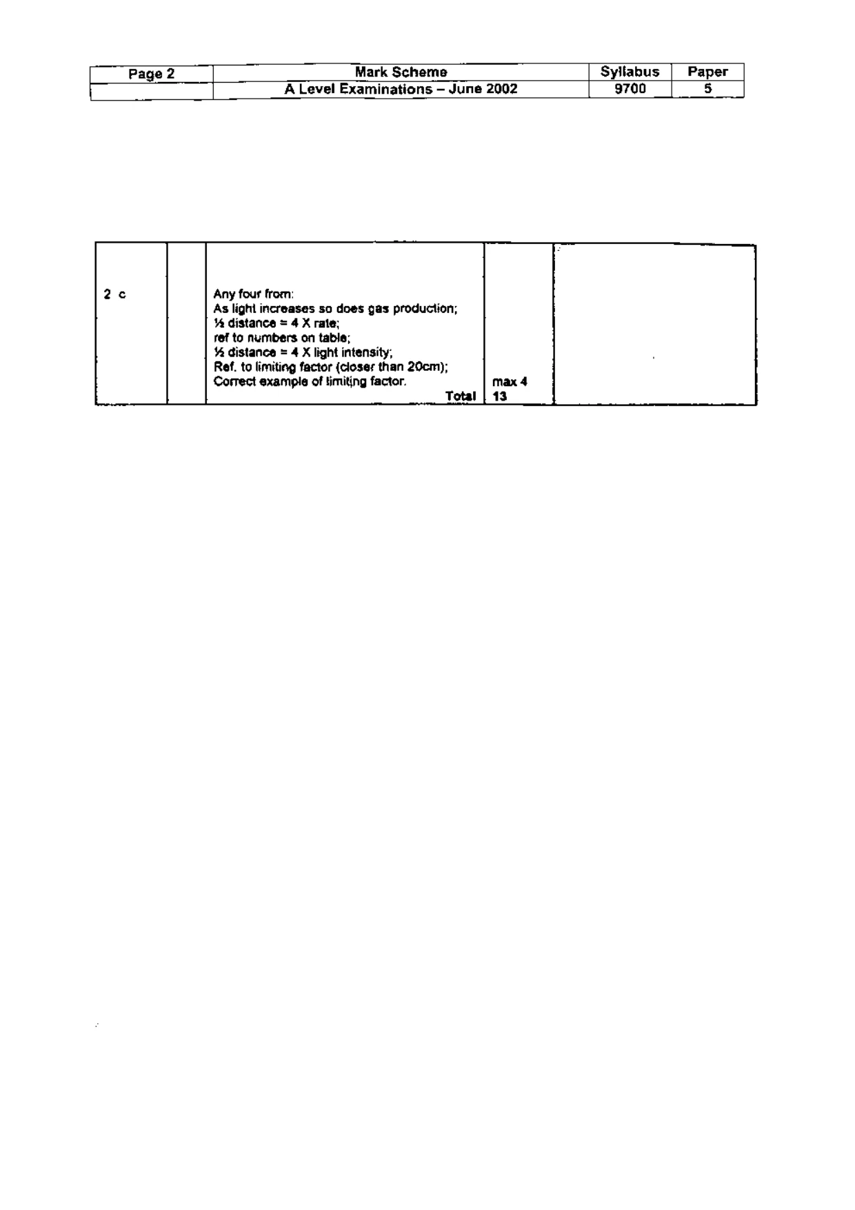 Mark scheme, page 3 of 3