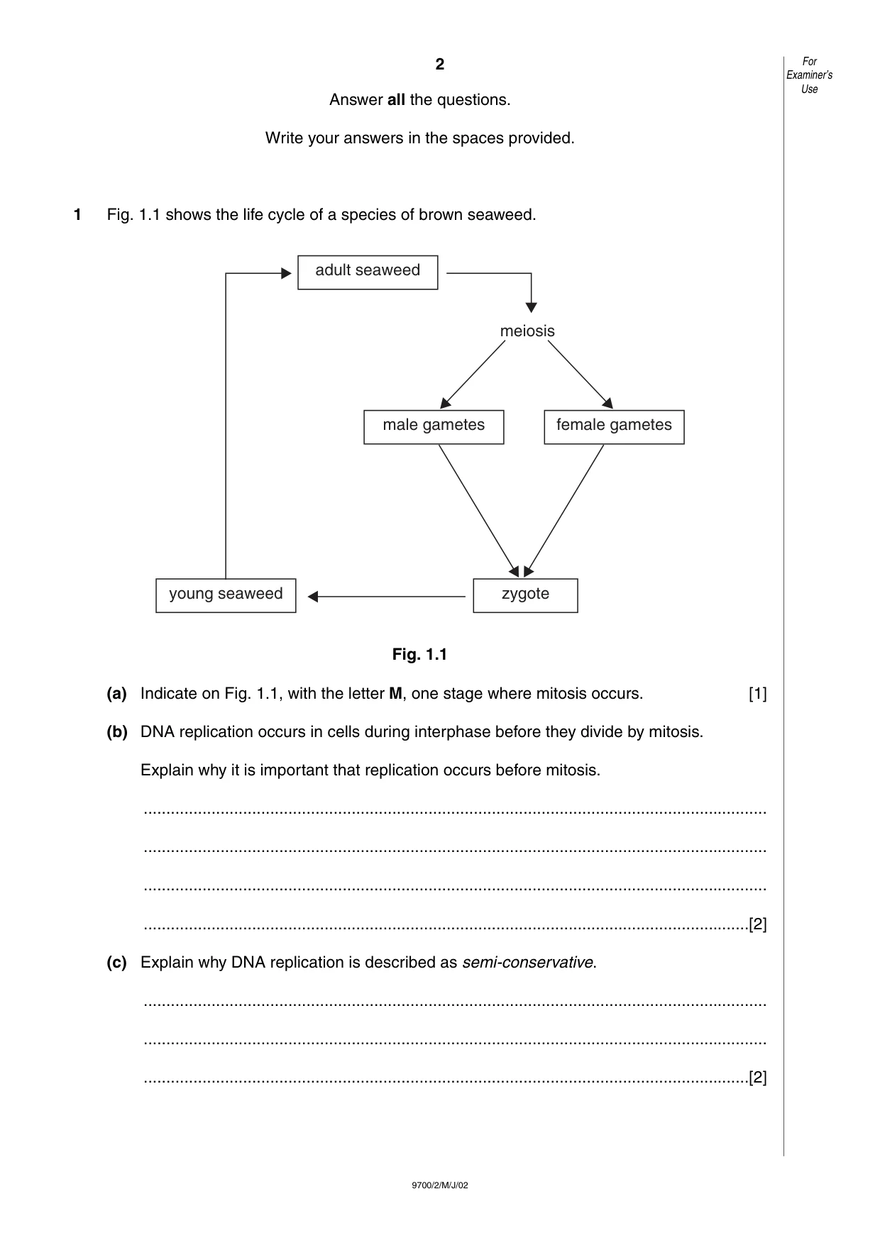 Cambridge A Level Biology 9700 2002 May/June Paper 2 · Variant 1 question paper, page 2 of 12