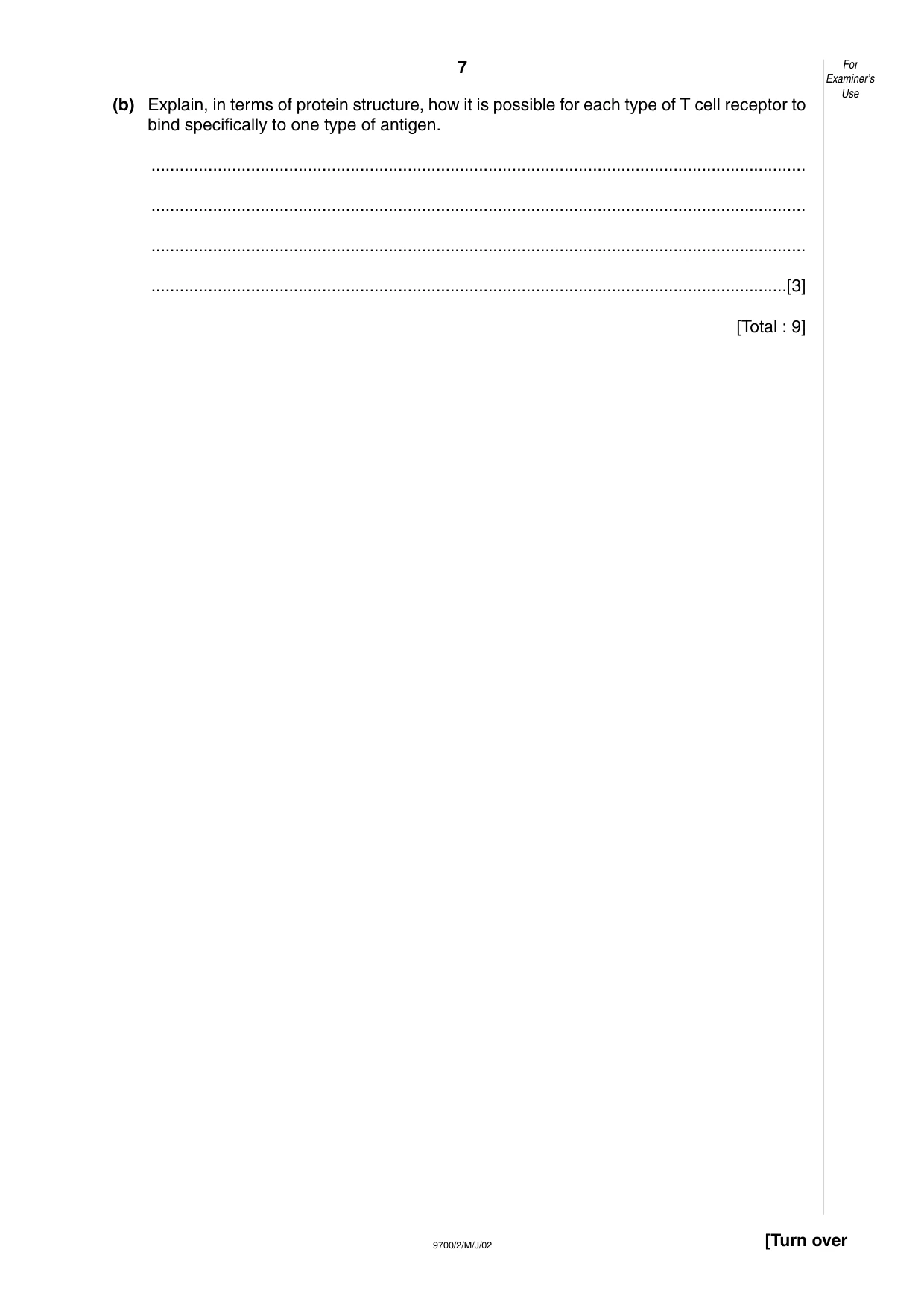 Cambridge A Level Biology 9700 2002 May/June Paper 2 · Variant 1 question paper, page 7 of 12