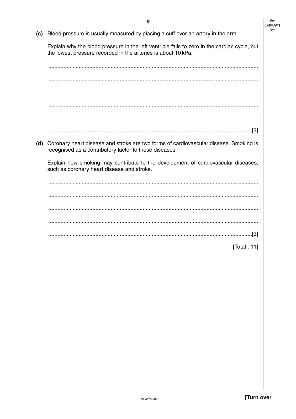 Cambridge A Level Biology 9700 2002 May/June Paper 2 · Variant 1 question paper, page 9 of 12