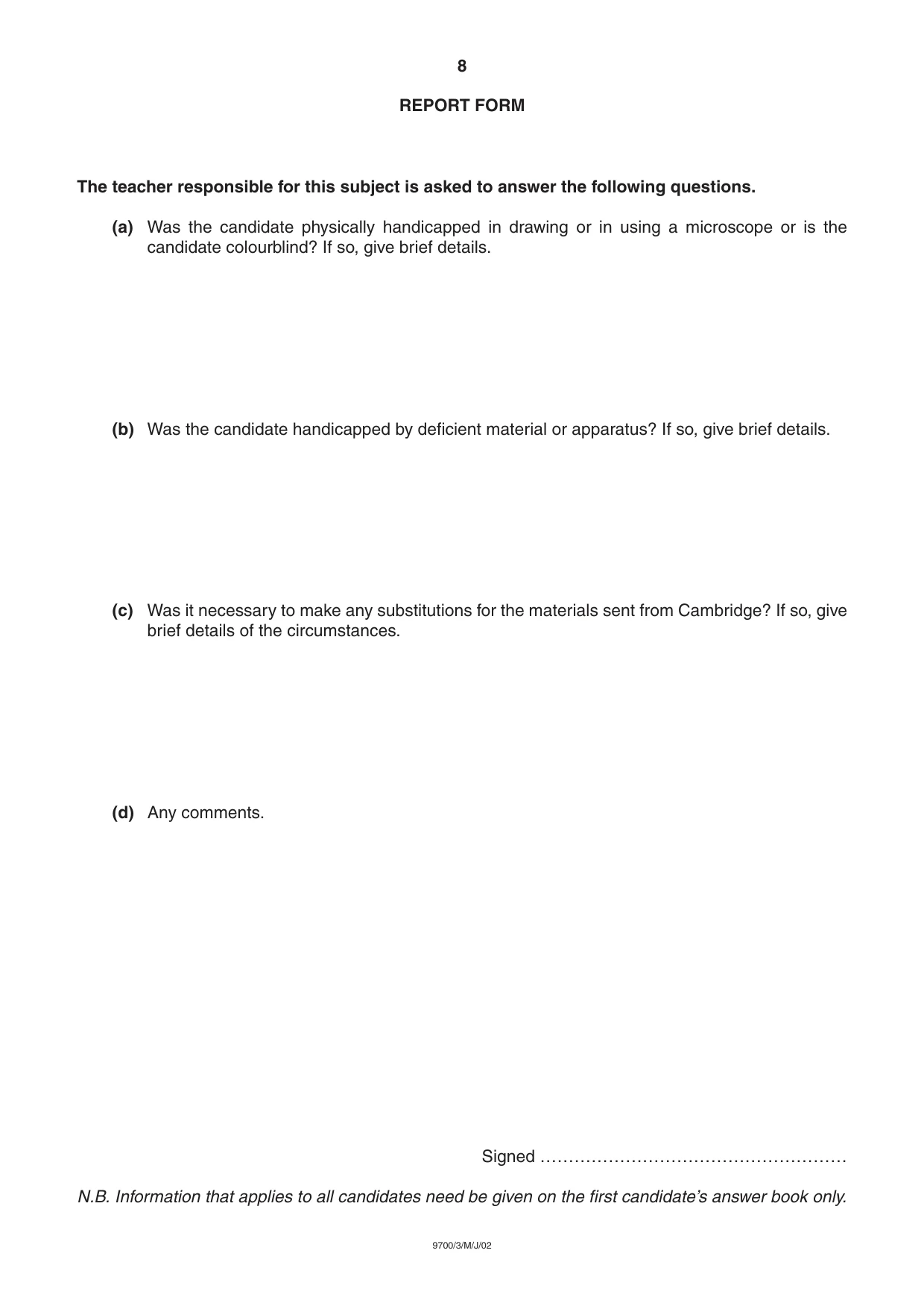 Cambridge A Level Biology 9700 2002 May/June Paper 3 · Variant 1 question paper, page 8 of 8