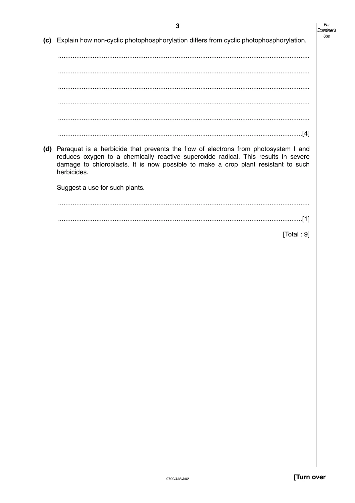 Cambridge A Level Biology 9700 2002 May/June Paper 4 · Variant 1 question paper, page 3 of 12