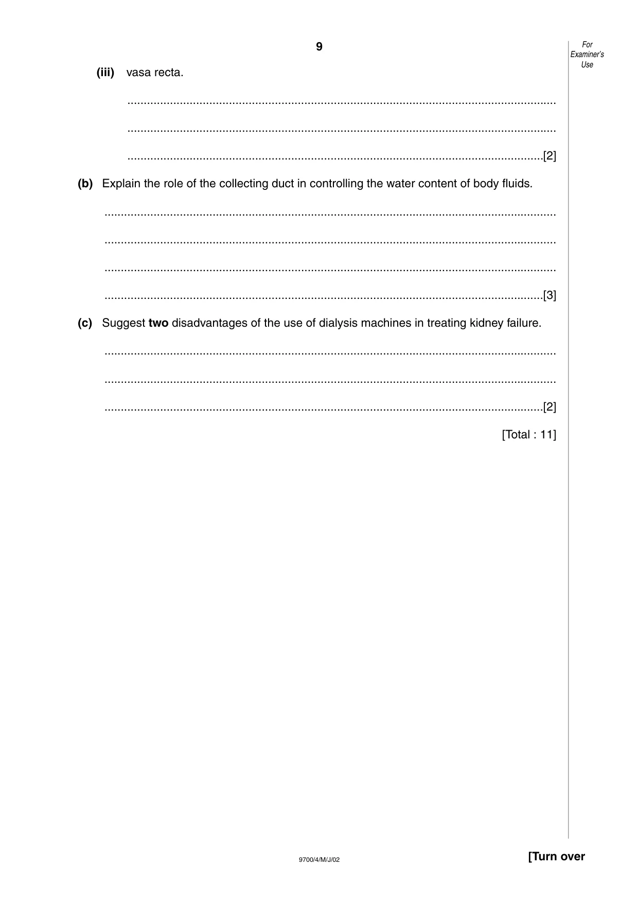 Cambridge A Level Biology 9700 2002 May/June Paper 4 · Variant 1 question paper, page 9 of 12