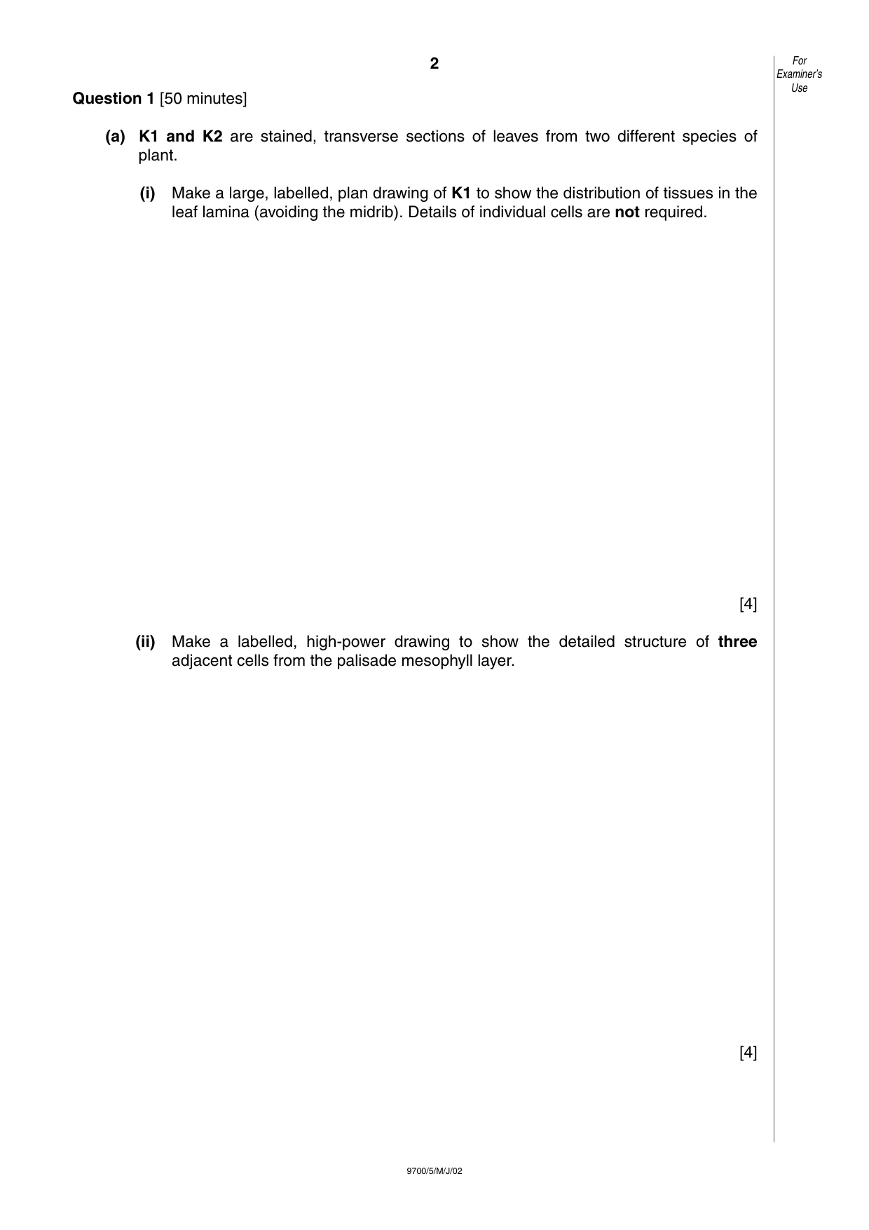 Cambridge A Level Biology 9700 2002 May/June Paper 5 · Variant 1 question paper, page 2 of 8