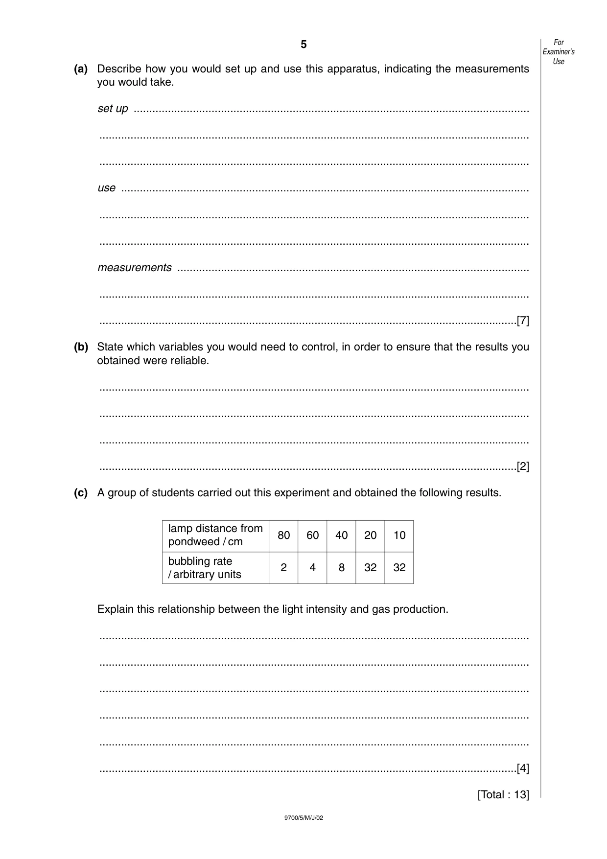 Cambridge A Level Biology 9700 2002 May/June Paper 5 · Variant 1 question paper, page 5 of 8