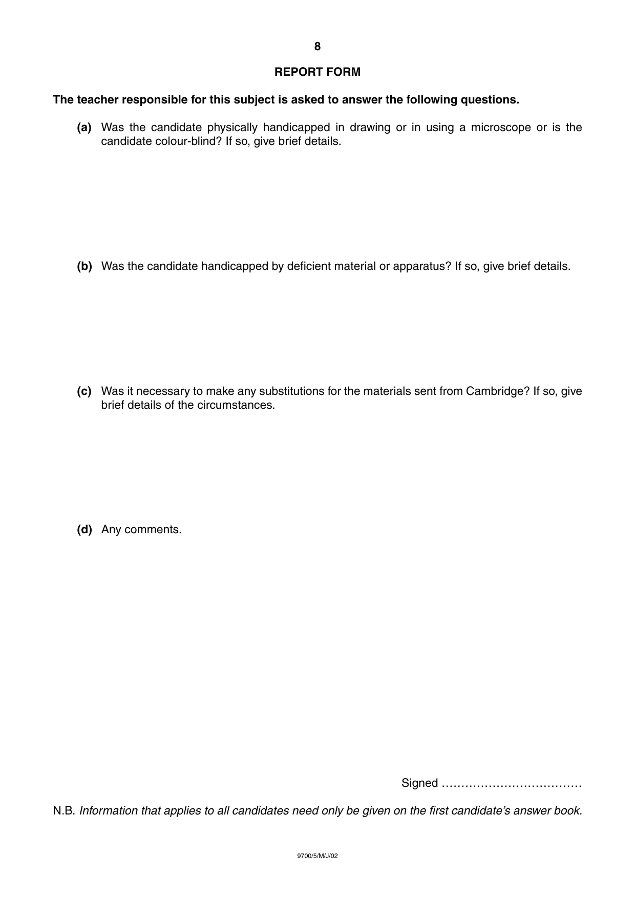 Cambridge A Level Biology 9700 2002 May/June Paper 5 · Variant 1 question paper, page 8 of 8