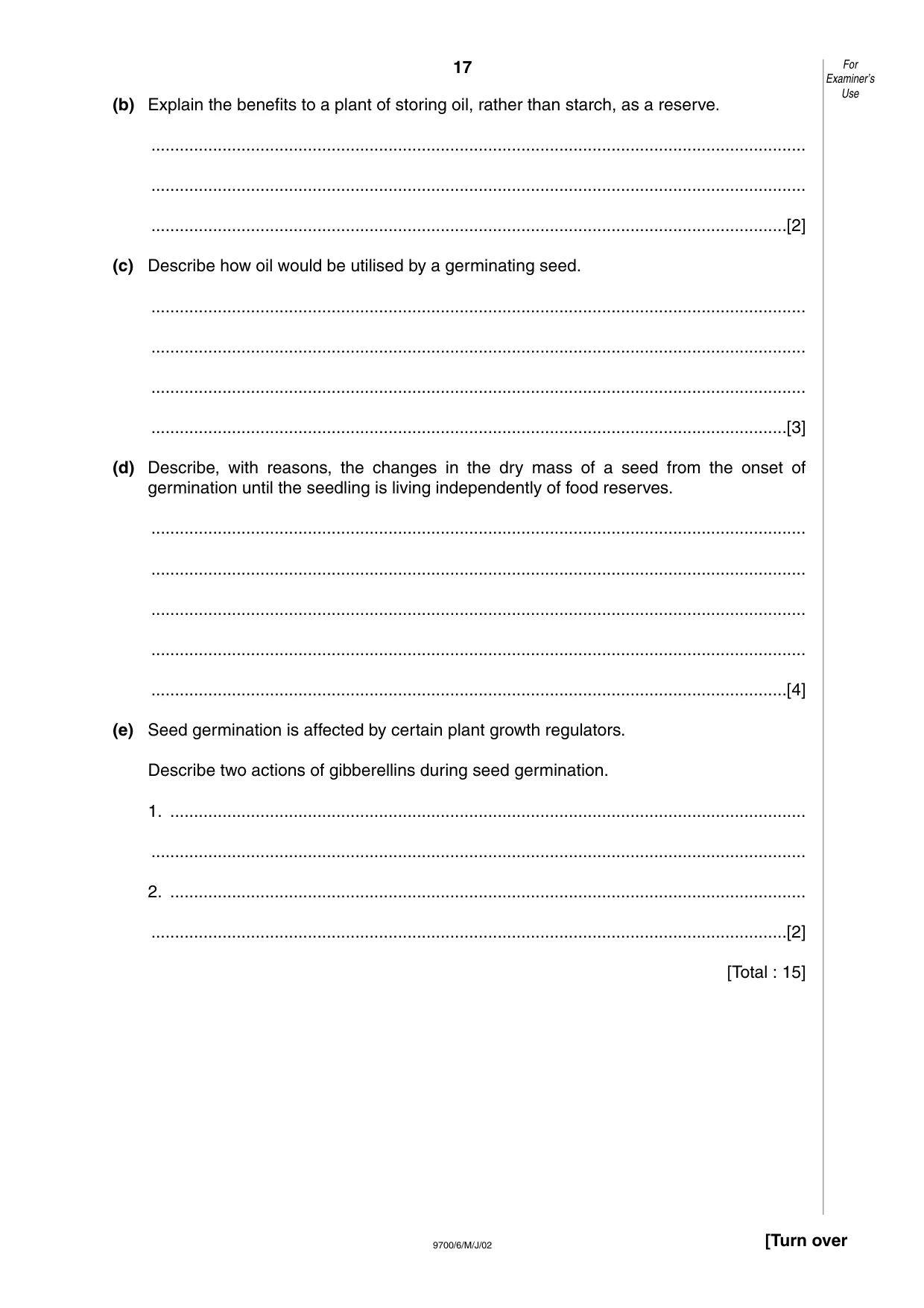 Cambridge A Level Biology 9700 2002 May/June Paper 6 · Variant 1 question paper, page 17 of 24