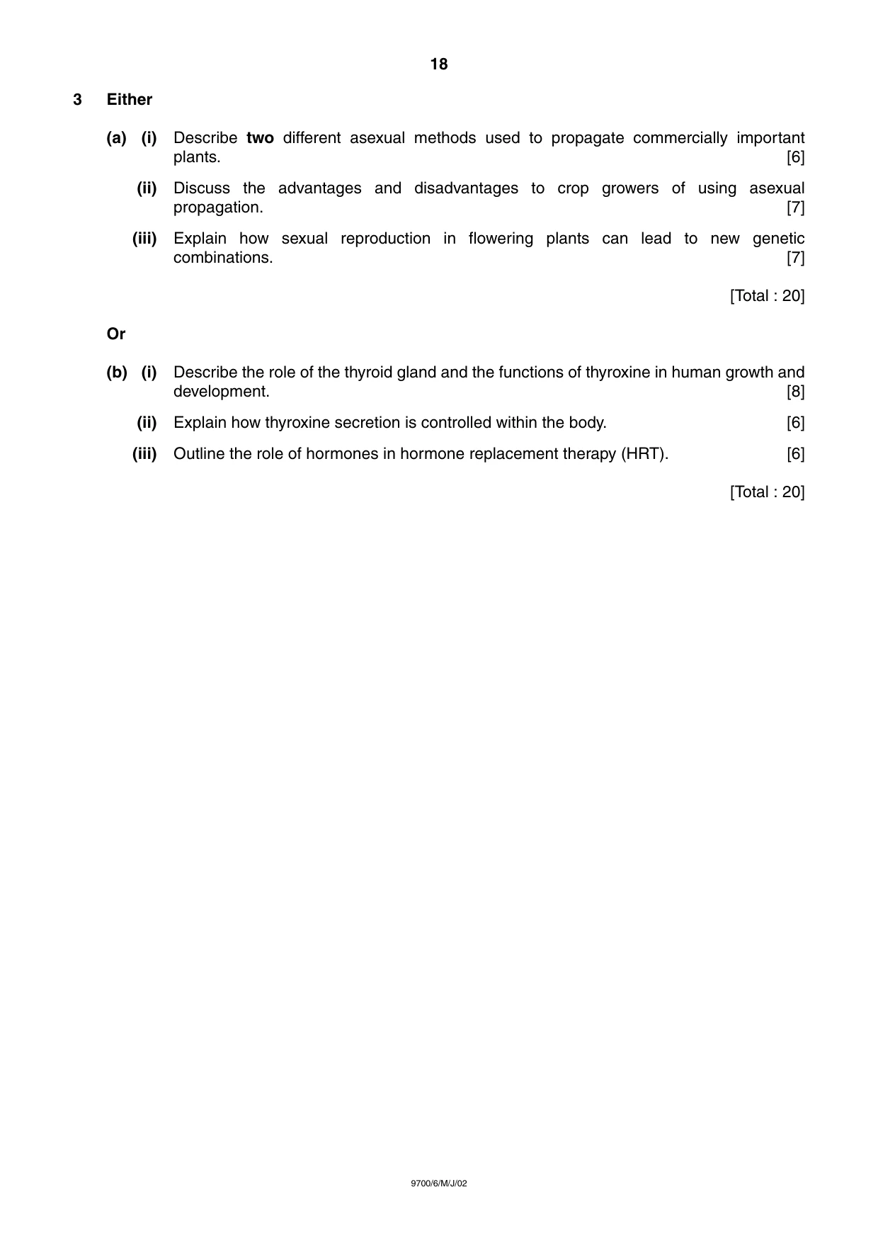 Cambridge A Level Biology 9700 2002 May/June Paper 6 · Variant 1 question paper, page 18 of 24