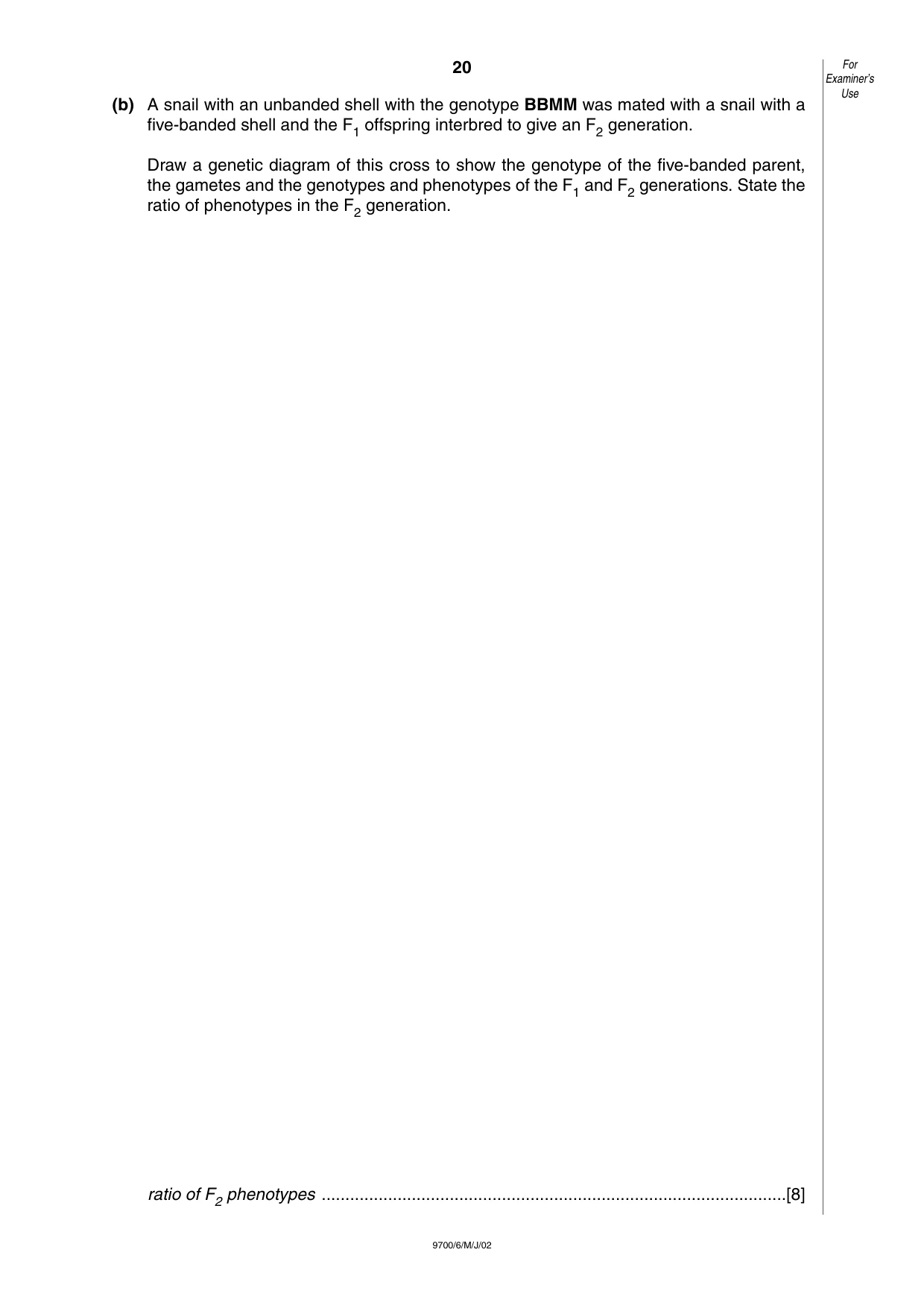 Cambridge A Level Biology 9700 2002 May/June Paper 6 · Variant 1 question paper, page 20 of 24