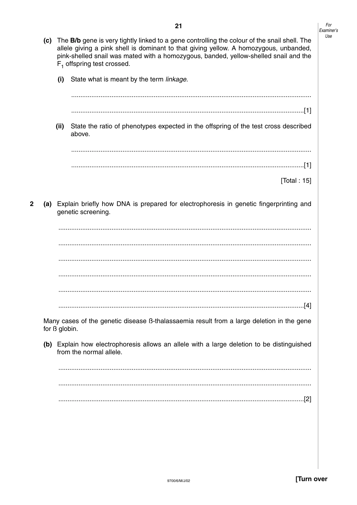 Cambridge A Level Biology 9700 2002 May/June Paper 6 · Variant 1 question paper, page 21 of 24