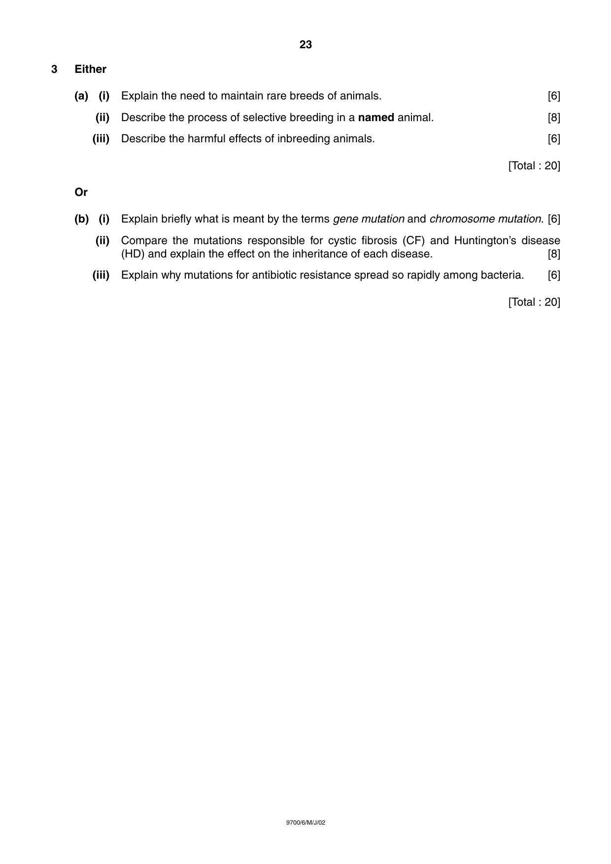 Cambridge A Level Biology 9700 2002 May/June Paper 6 · Variant 1 question paper, page 23 of 24