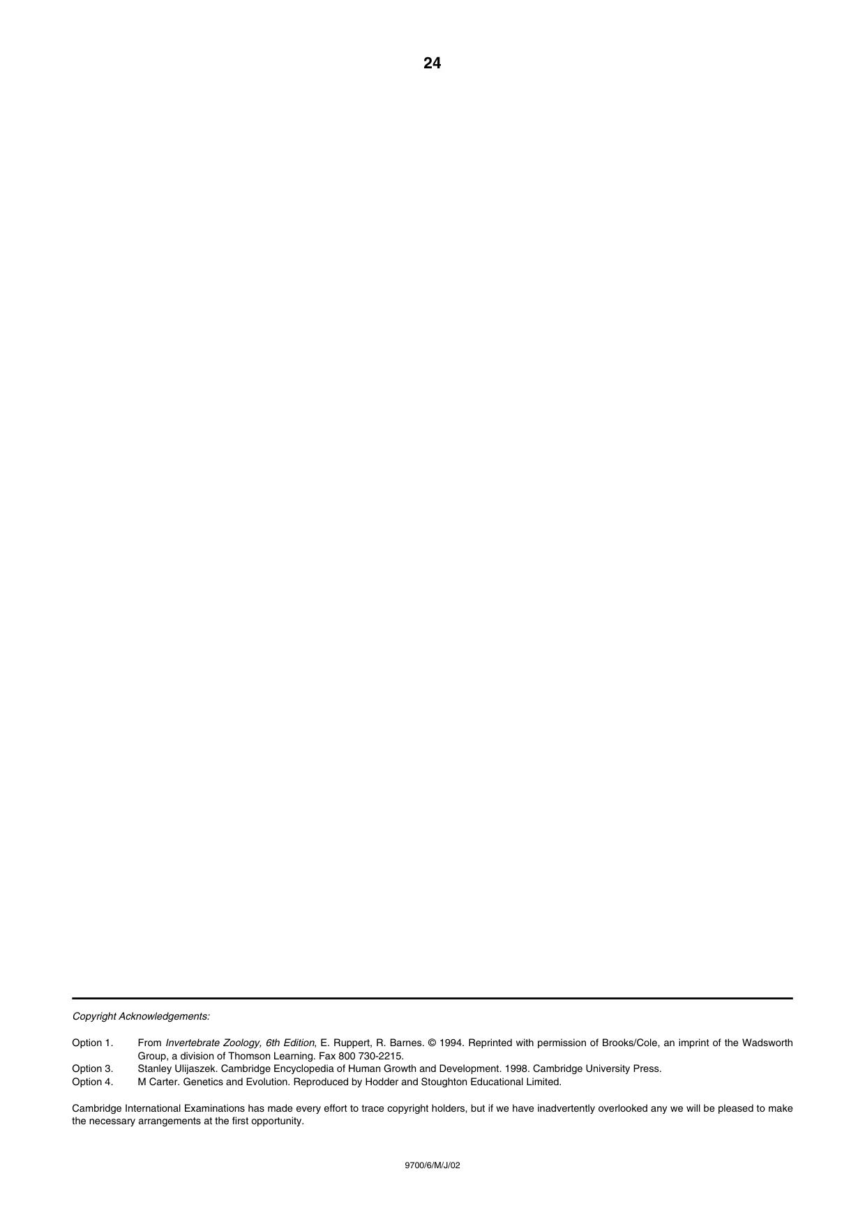 Cambridge A Level Biology 9700 2002 May/June Paper 6 · Variant 1 question paper, page 24 of 24