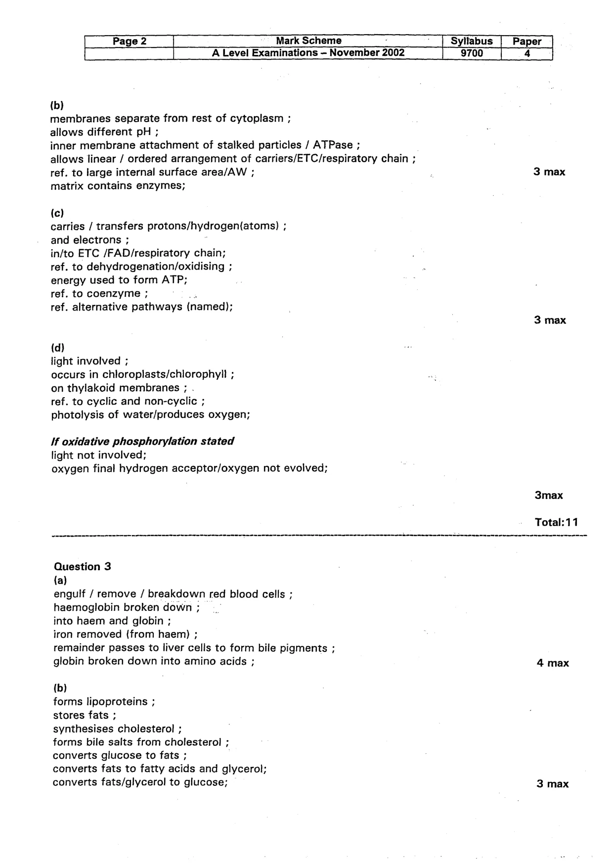 Mark scheme, page 3 of 5