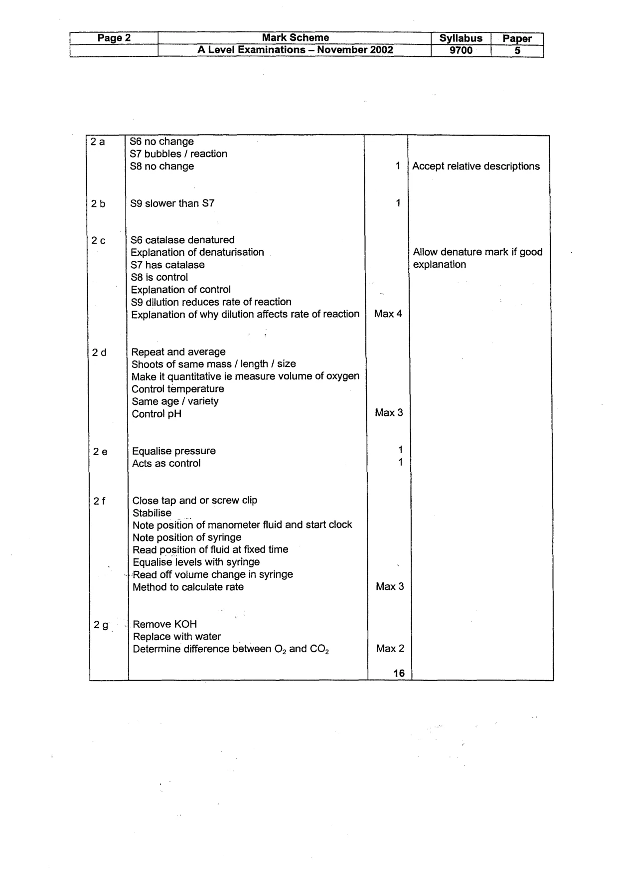 Mark scheme, page 3 of 3