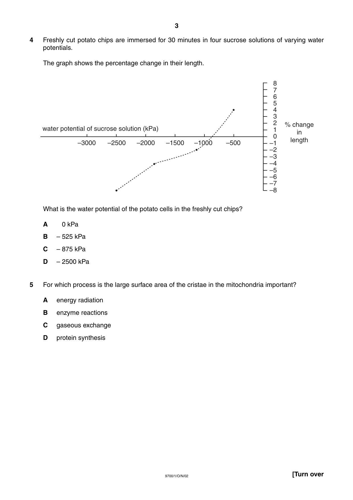 Cambridge A Level Biology 9700 2002 Oct/Nov Paper 1 · Variant 1 question paper, page 3 of 16