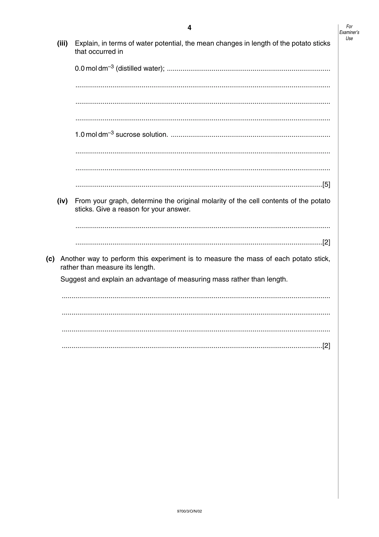 Cambridge A Level Biology 9700 2002 Oct/Nov Paper 3 · Variant 1 question paper, page 4 of 8