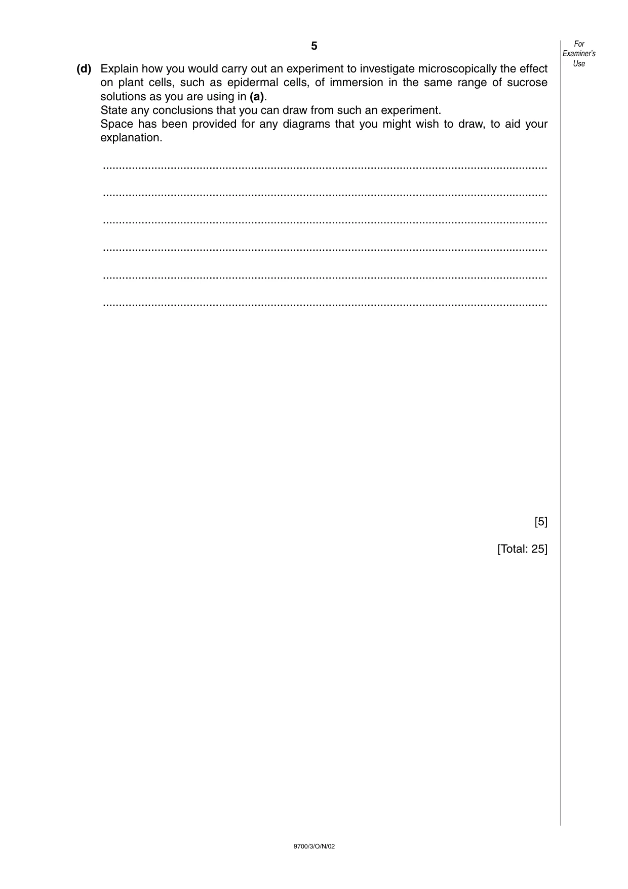 Cambridge A Level Biology 9700 2002 Oct/Nov Paper 3 · Variant 1 question paper, page 5 of 8