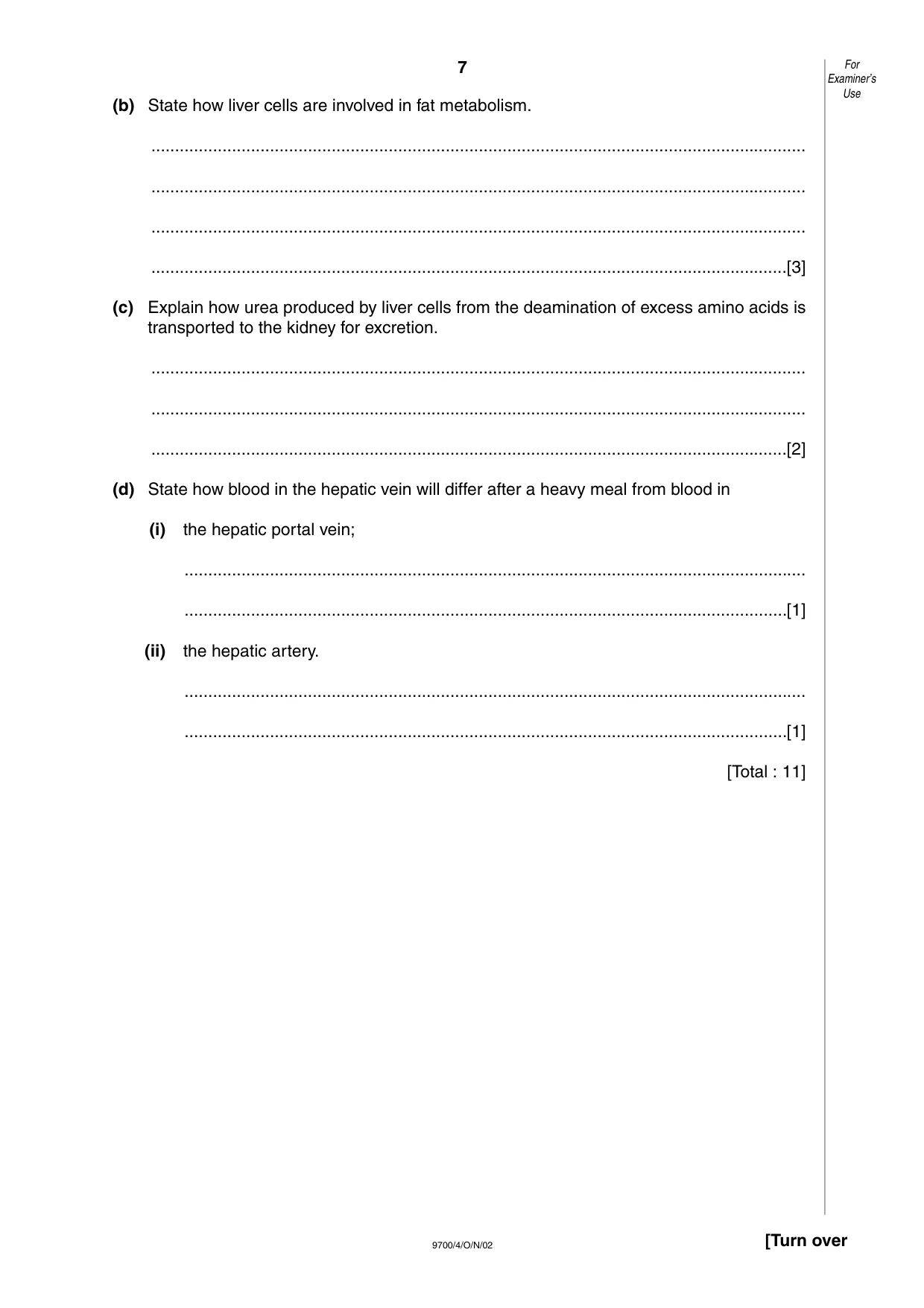 Cambridge A Level Biology 9700 2002 Oct/Nov Paper 4 · Variant 1 question paper, page 7 of 12