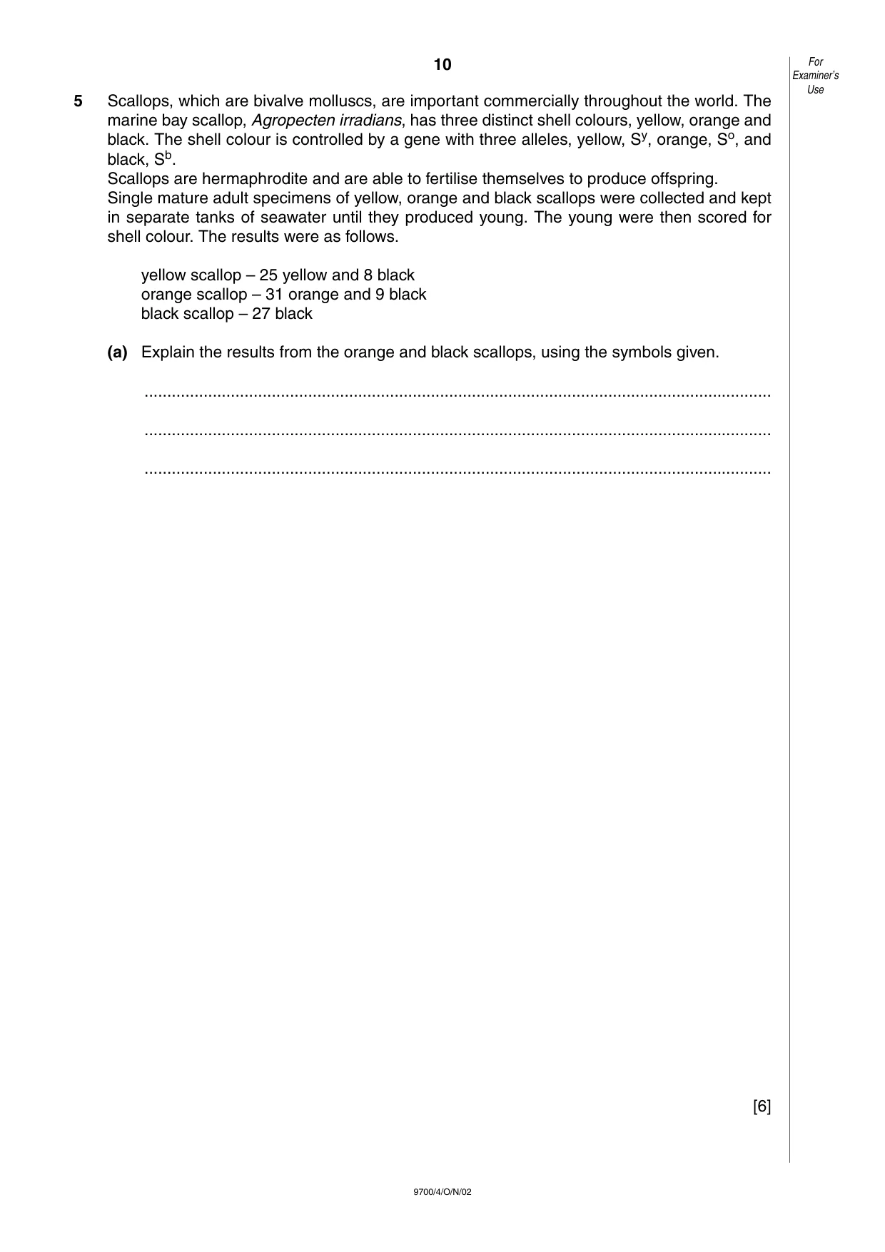 Cambridge A Level Biology 9700 2002 Oct/Nov Paper 4 · Variant 1 question paper, page 10 of 12