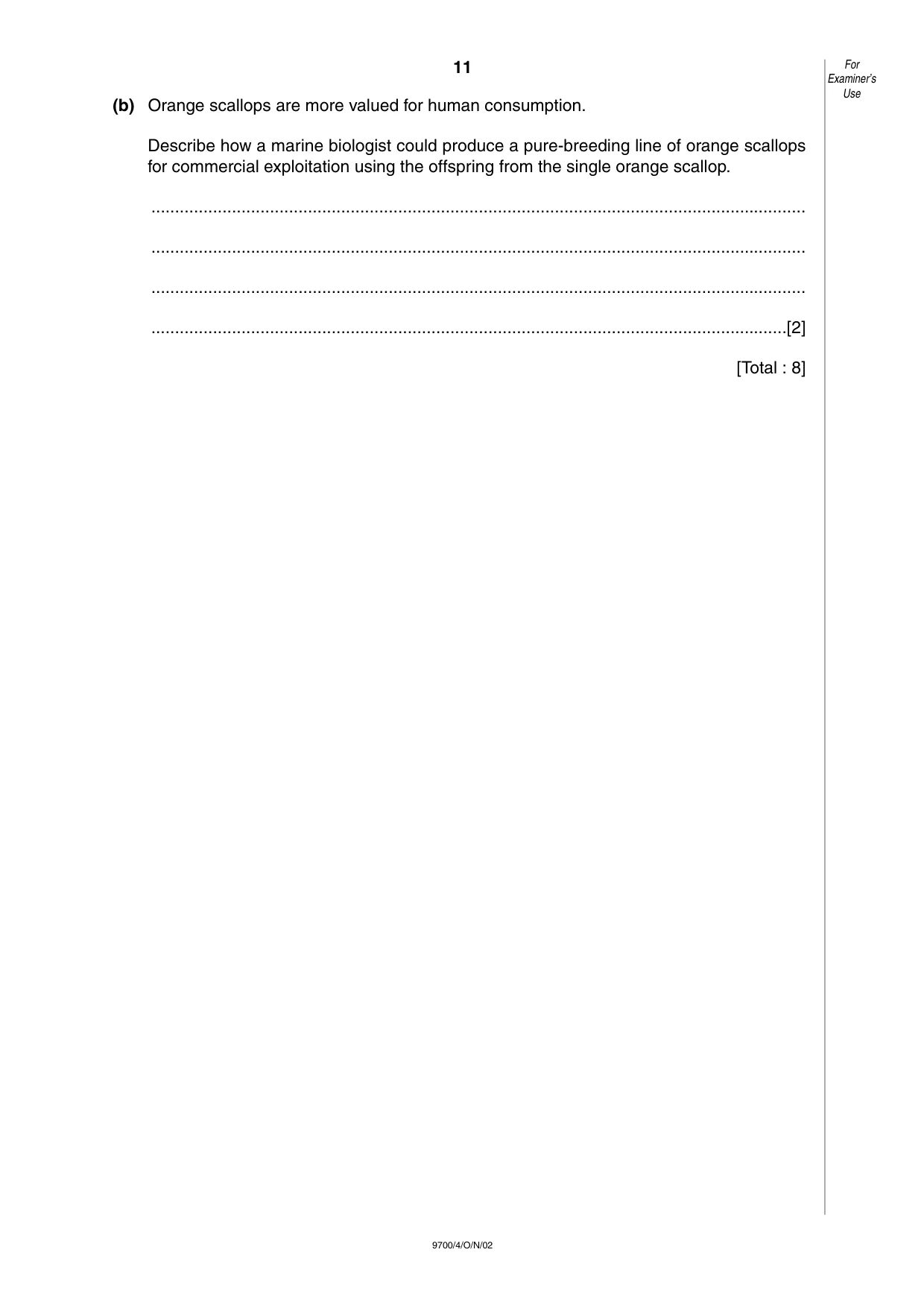 Cambridge A Level Biology 9700 2002 Oct/Nov Paper 4 · Variant 1 question paper, page 11 of 12