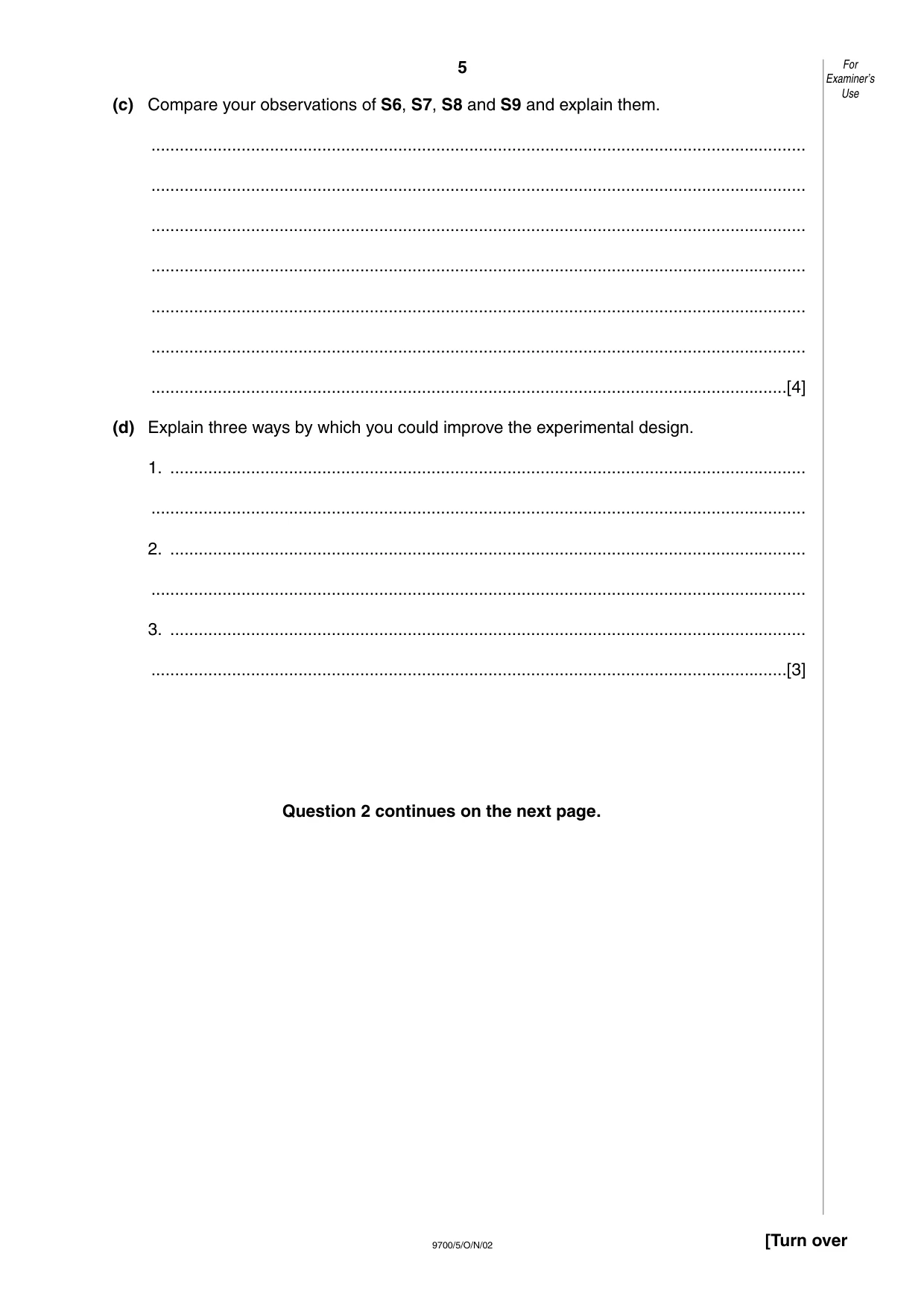 Cambridge A Level Biology 9700 2002 Oct/Nov Paper 5 · Variant 1 question paper, page 5 of 8