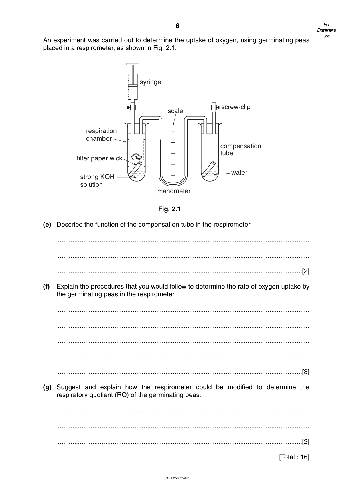 Cambridge A Level Biology 9700 2002 Oct/Nov Paper 5 · Variant 1 question paper, page 6 of 8