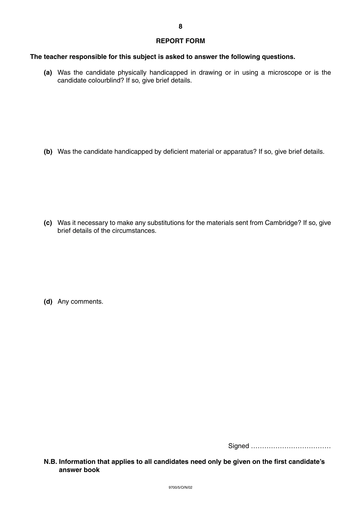 Cambridge A Level Biology 9700 2002 Oct/Nov Paper 5 · Variant 1 question paper, page 8 of 8