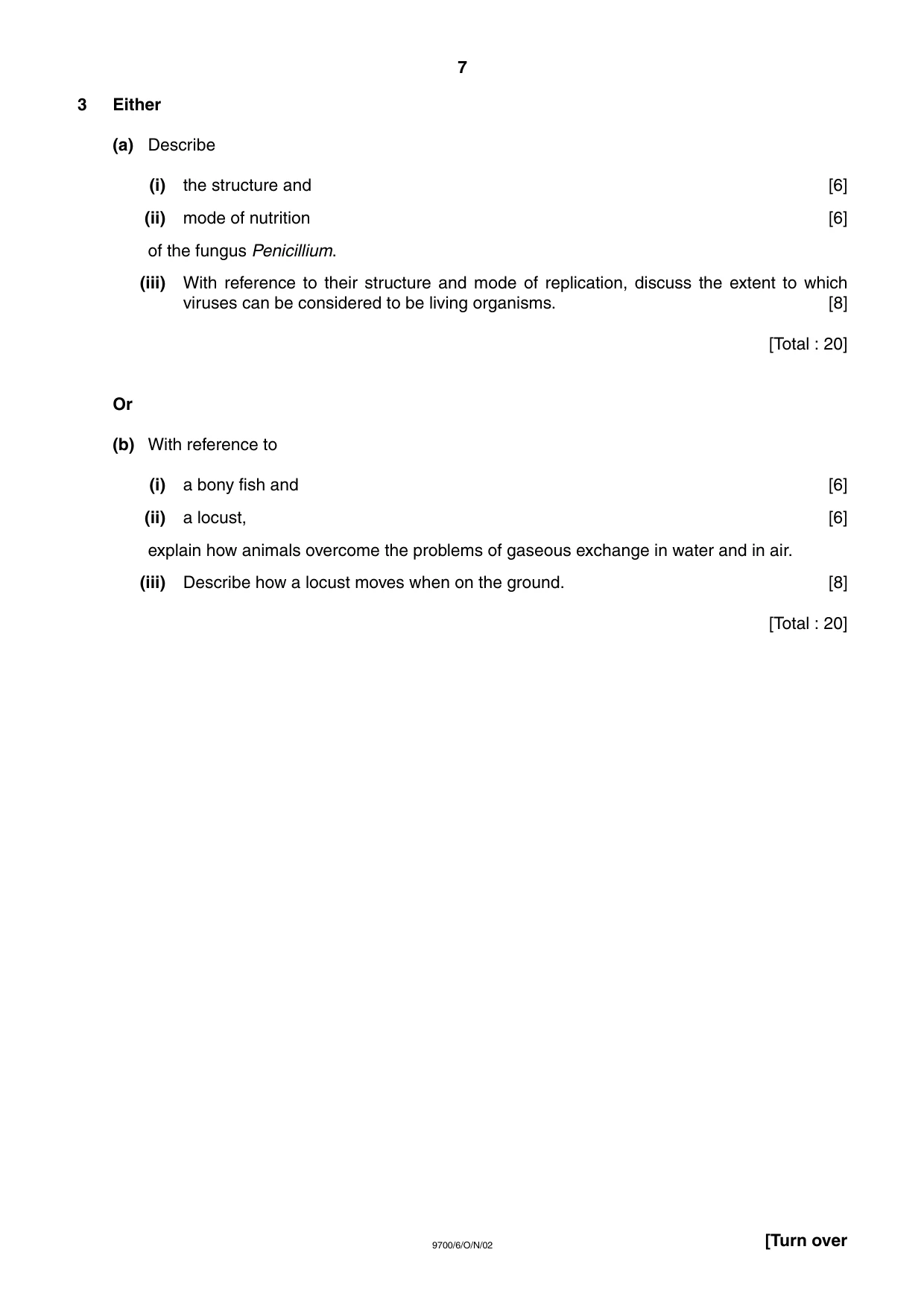 Cambridge A Level Biology 9700 2002 Oct/Nov Paper 6 · Variant 1 question paper, page 7 of 24