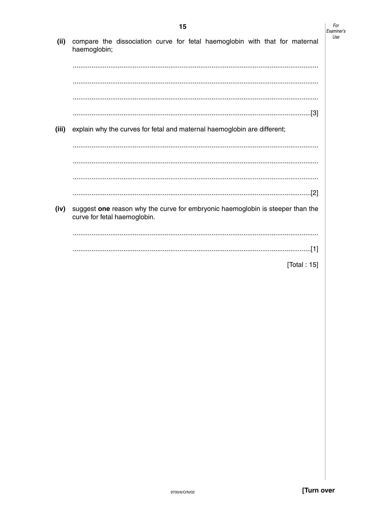 Cambridge A Level Biology 9700 2002 Oct/Nov Paper 6 · Variant 1 question paper, page 15 of 24