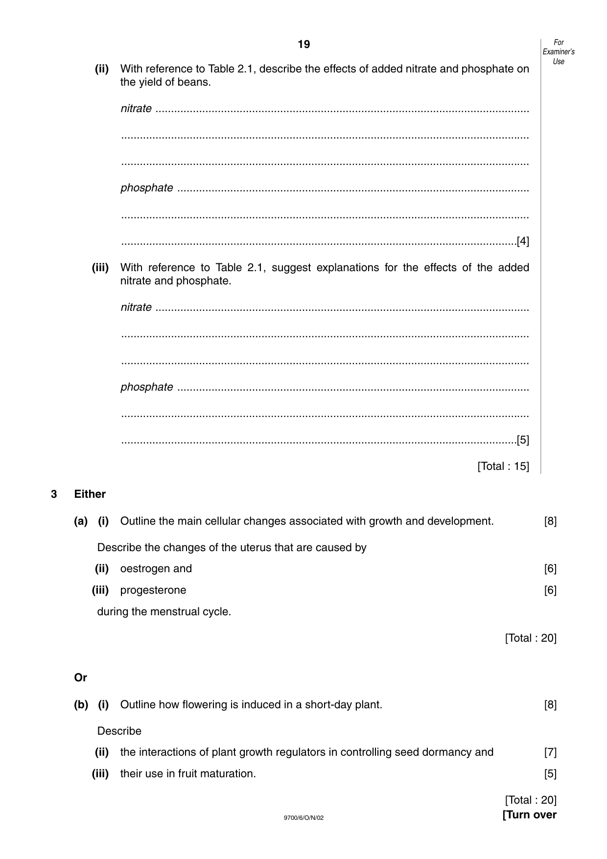 Cambridge A Level Biology 9700 2002 Oct/Nov Paper 6 · Variant 1 question paper, page 19 of 24