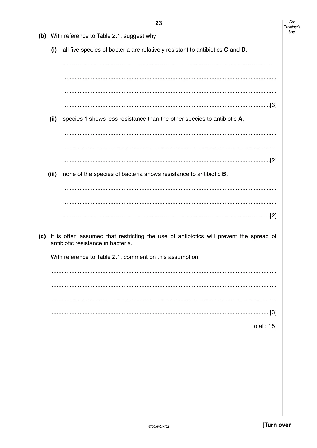 Cambridge A Level Biology 9700 2002 Oct/Nov Paper 6 · Variant 1 question paper, page 23 of 24