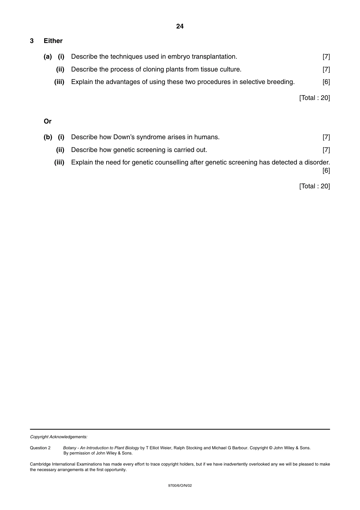 Cambridge A Level Biology 9700 2002 Oct/Nov Paper 6 · Variant 1 question paper, page 24 of 24