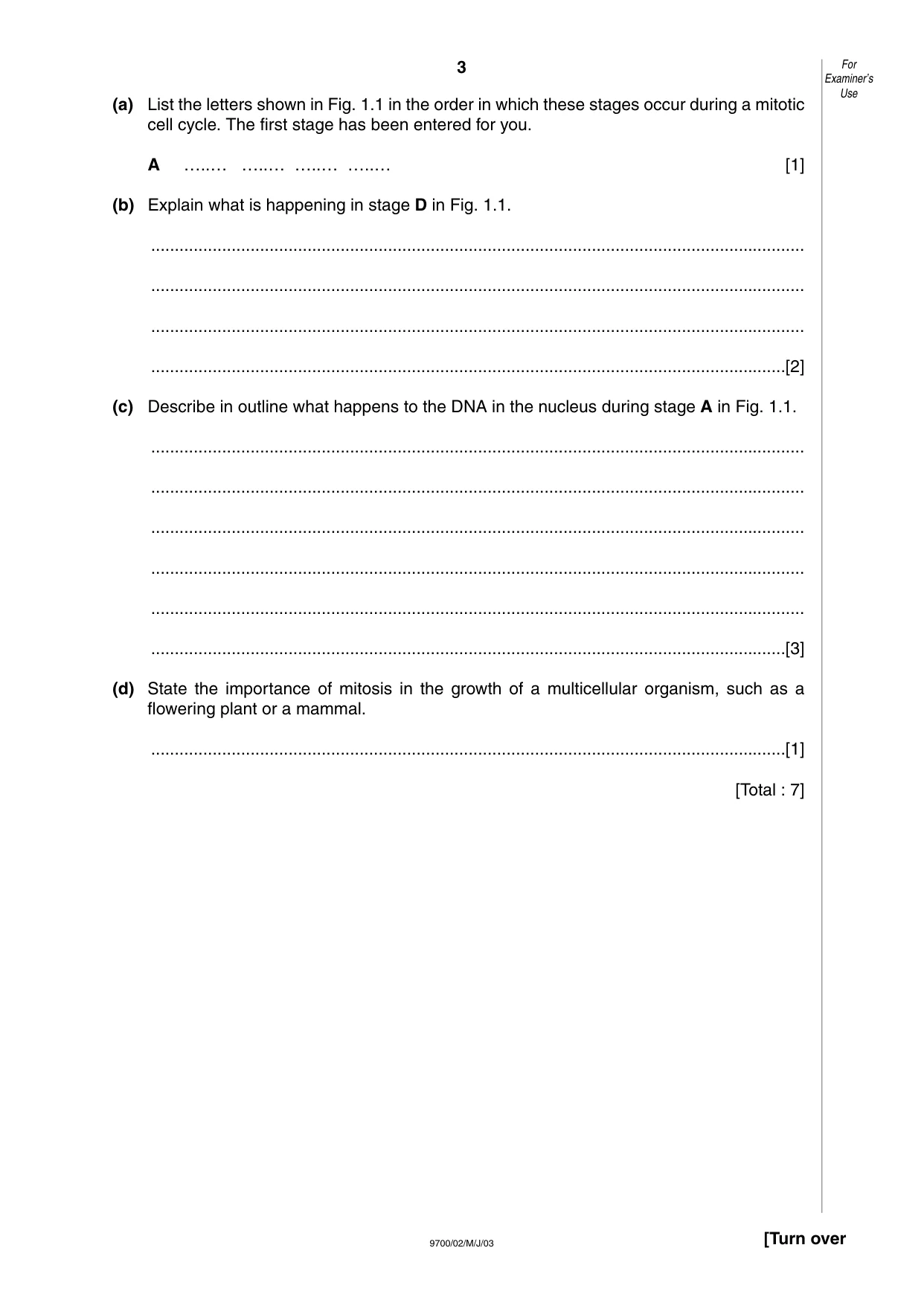 Cambridge A Level Biology 9700 2003 May/June Paper 2 · Variant 1 question paper, page 3 of 12