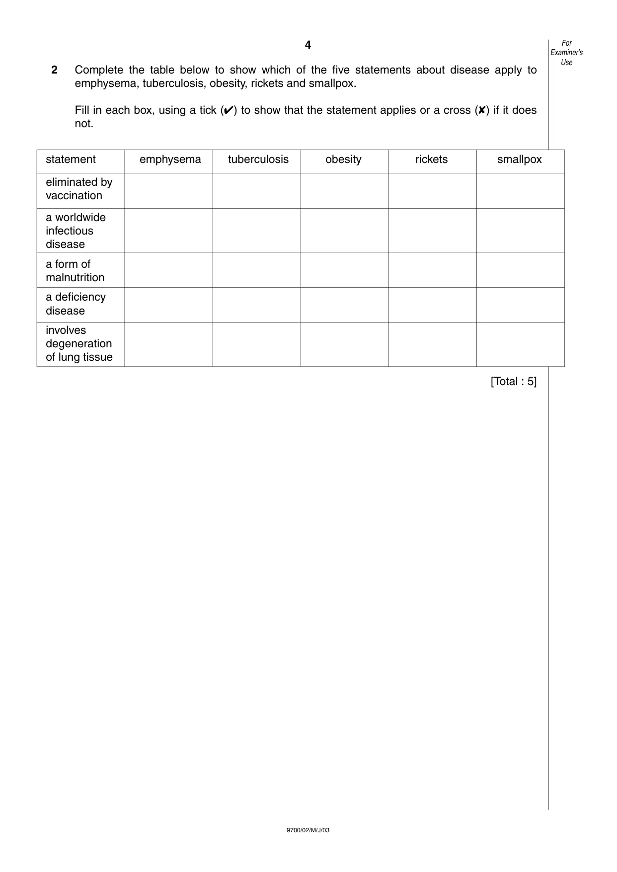Cambridge A Level Biology 9700 2003 May/June Paper 2 · Variant 1 question paper, page 4 of 12