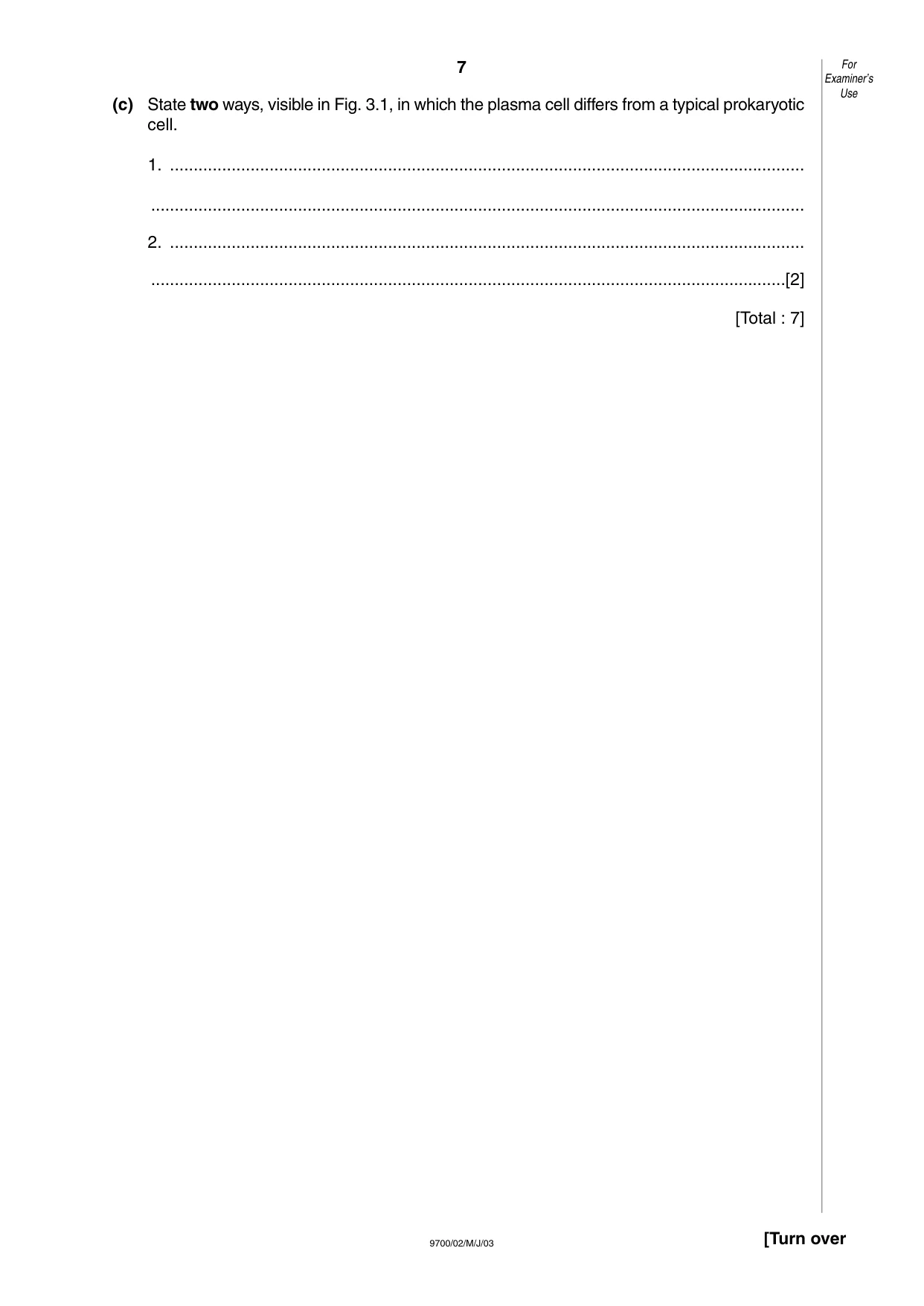 Cambridge A Level Biology 9700 2003 May/June Paper 2 · Variant 1 question paper, page 7 of 12