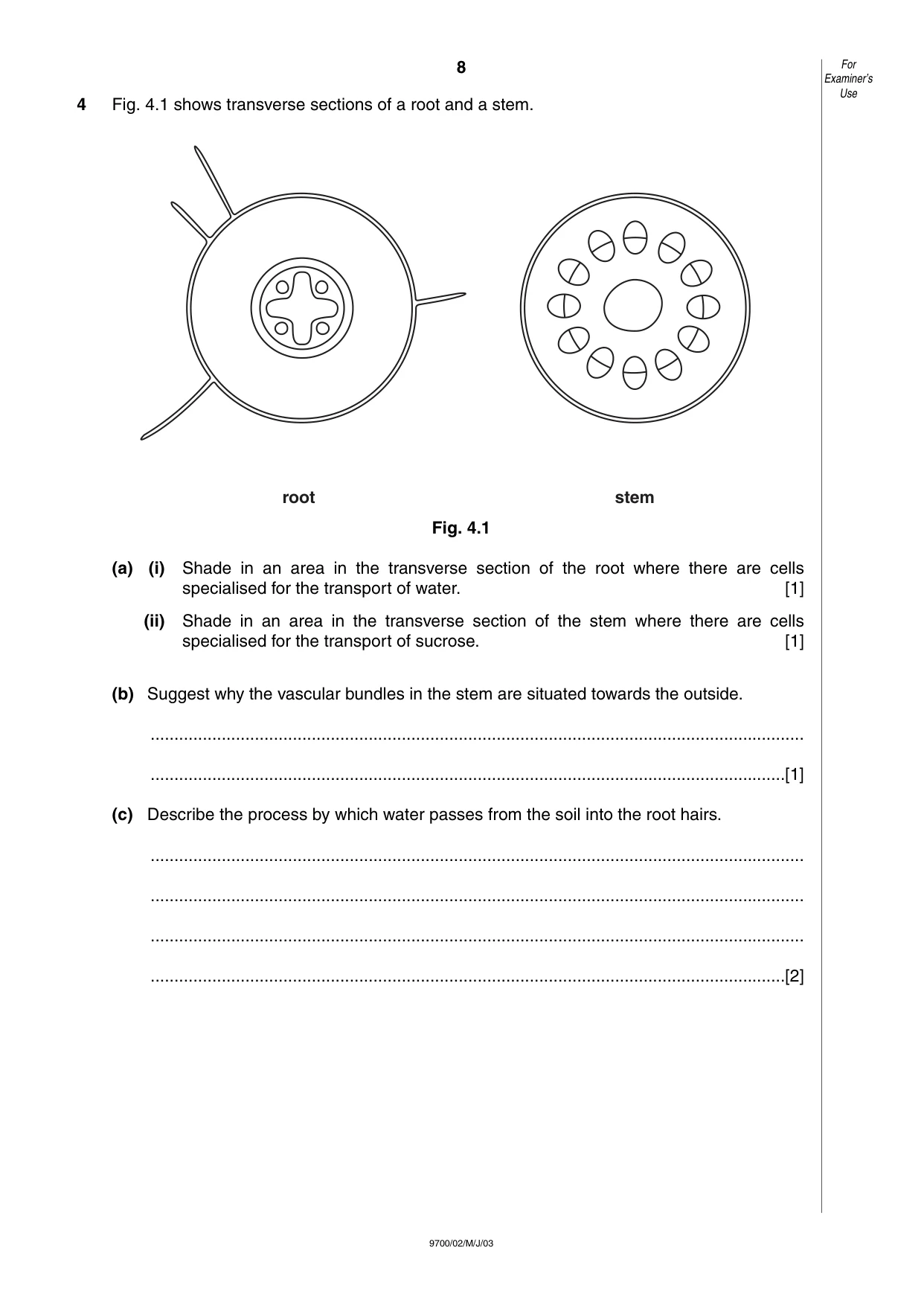Cambridge A Level Biology 9700 2003 May/June Paper 2 · Variant 1 question paper, page 8 of 12