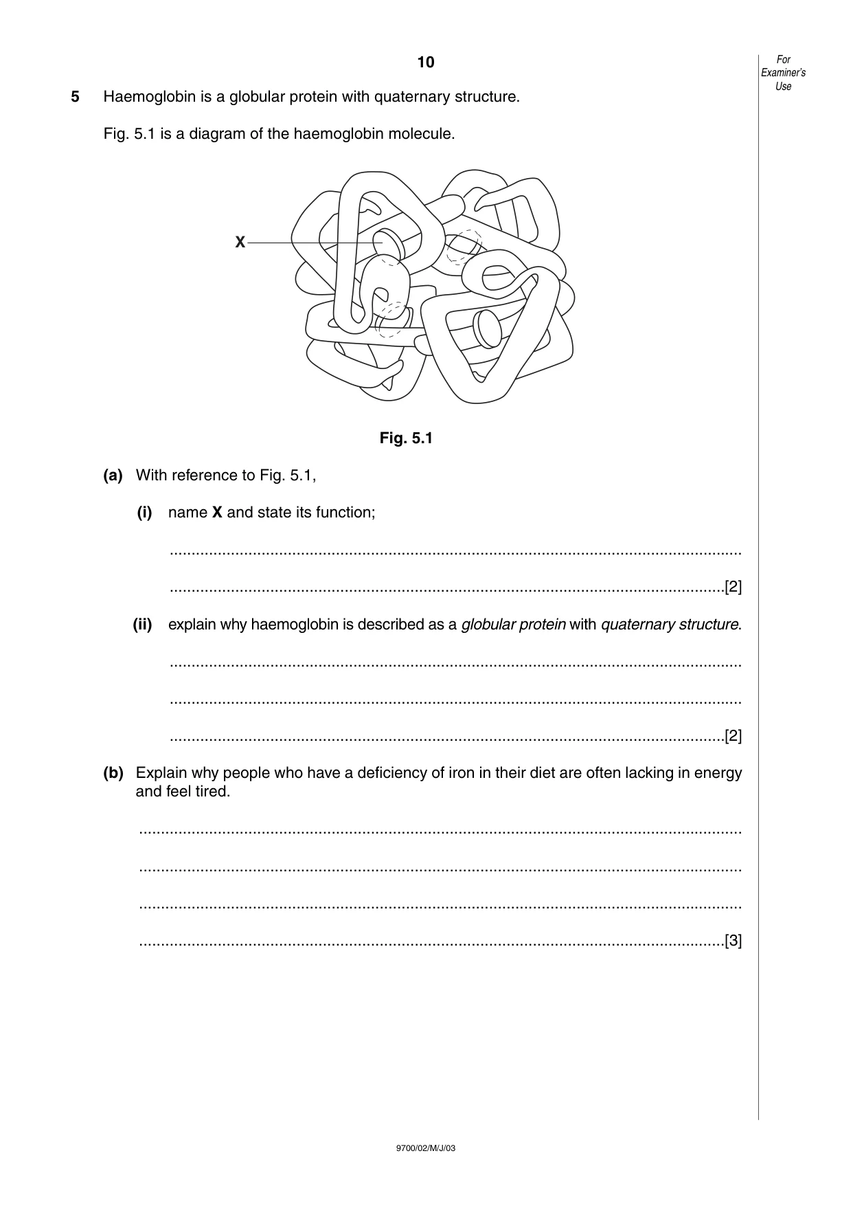 Cambridge A Level Biology 9700 2003 May/June Paper 2 · Variant 1 question paper, page 10 of 12