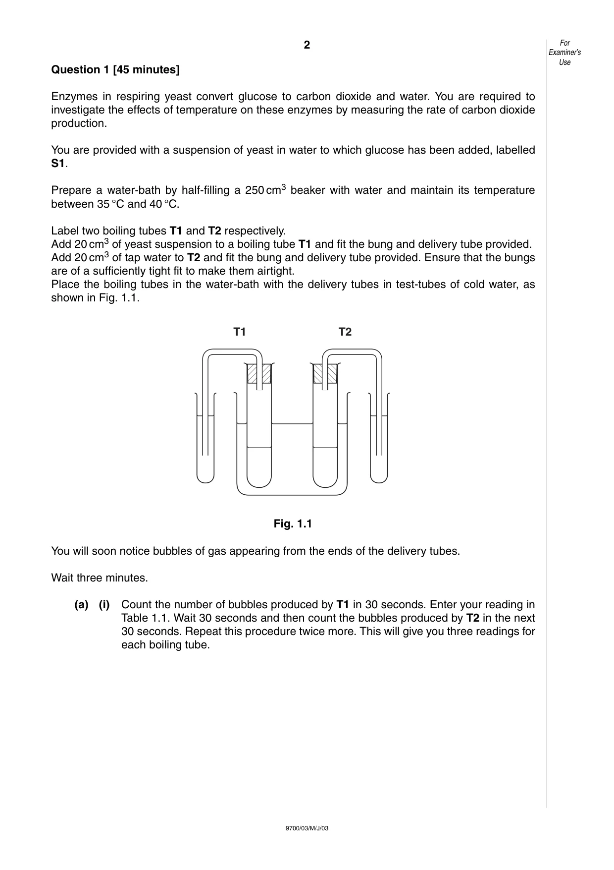 Cambridge A Level Biology 9700 2003 May/June Paper 3 · Variant 1 question paper, page 2 of 8