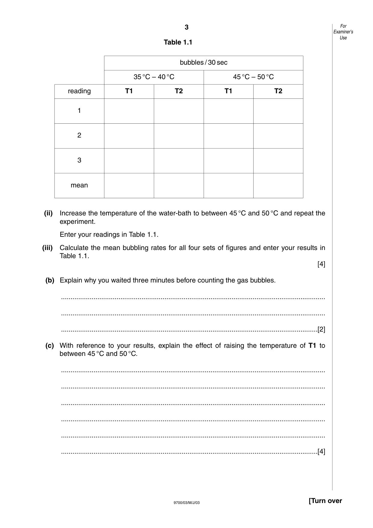 Cambridge A Level Biology 9700 2003 May/June Paper 3 · Variant 1 question paper, page 3 of 8