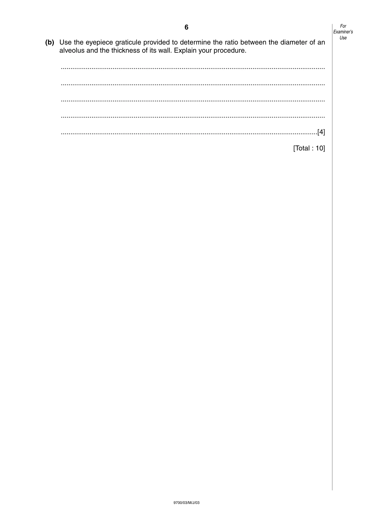 Cambridge A Level Biology 9700 2003 May/June Paper 3 · Variant 1 question paper, page 6 of 8