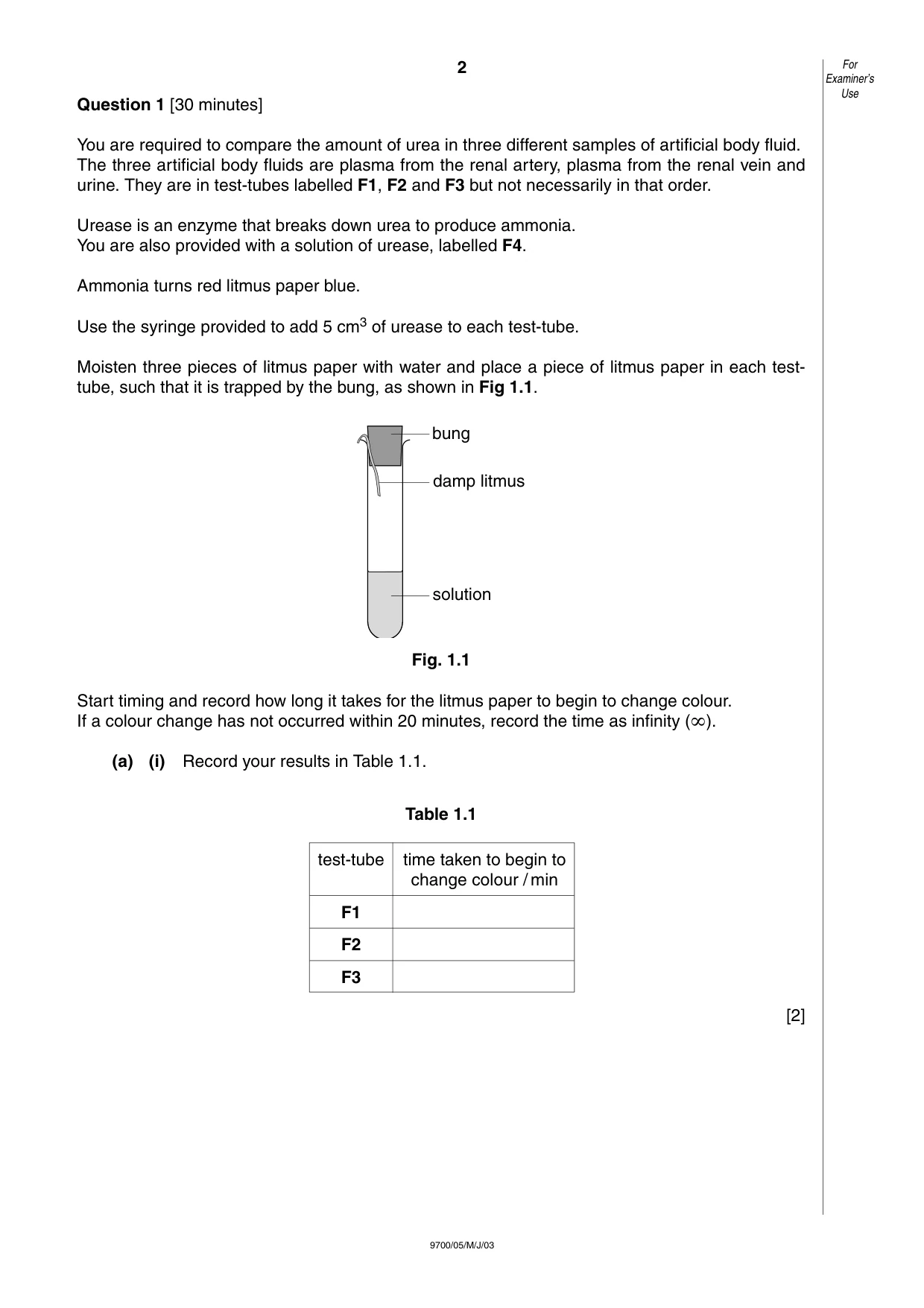 Cambridge A Level Biology 9700 2003 May/June Paper 5 · Variant 1 question paper, page 2 of 8