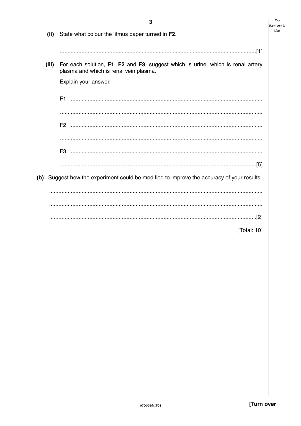 Cambridge A Level Biology 9700 2003 May/June Paper 5 · Variant 1 question paper, page 3 of 8
