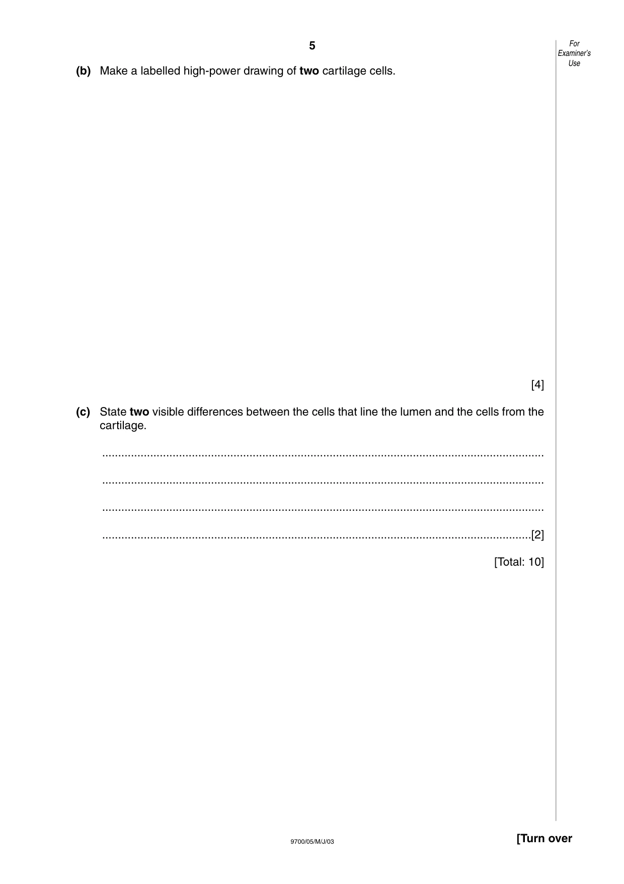 Cambridge A Level Biology 9700 2003 May/June Paper 5 · Variant 1 question paper, page 5 of 8